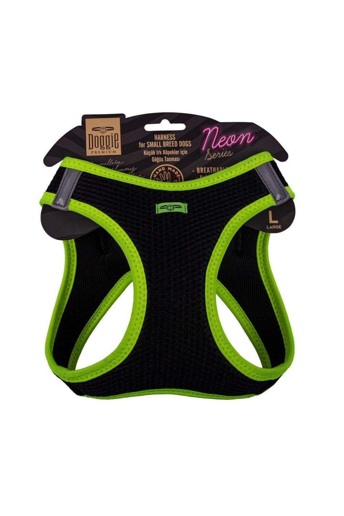 Doggie Havalı Dokuma Neon Küçük Irk Göğüs Tasması Sarı 42-48 cm (ANG-L)