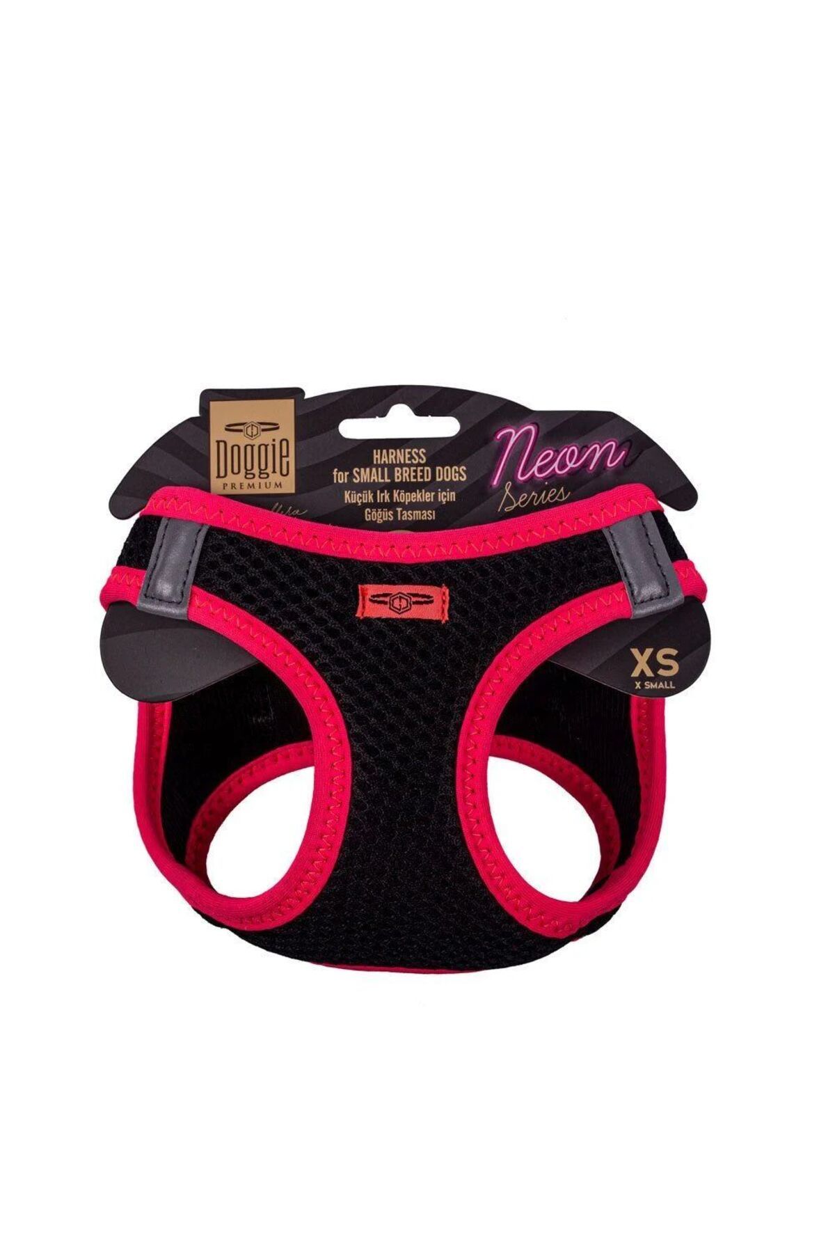 Doggie Havalı Dokuma Neon Küçük Irk Göğüs Tasması Pembe 30-34 cm (ANG-XS)