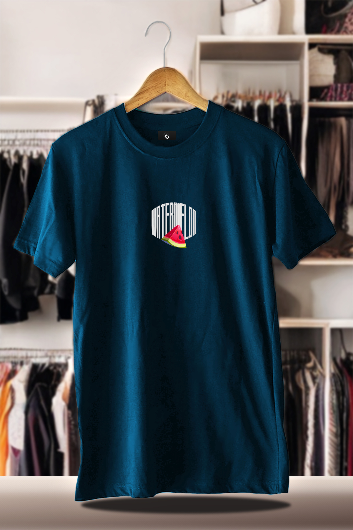 SELF CONTROL-Cotton Oversize Printed Unisex Indigo T-Shirt |   Summer Summer Watermelon Flavored 2