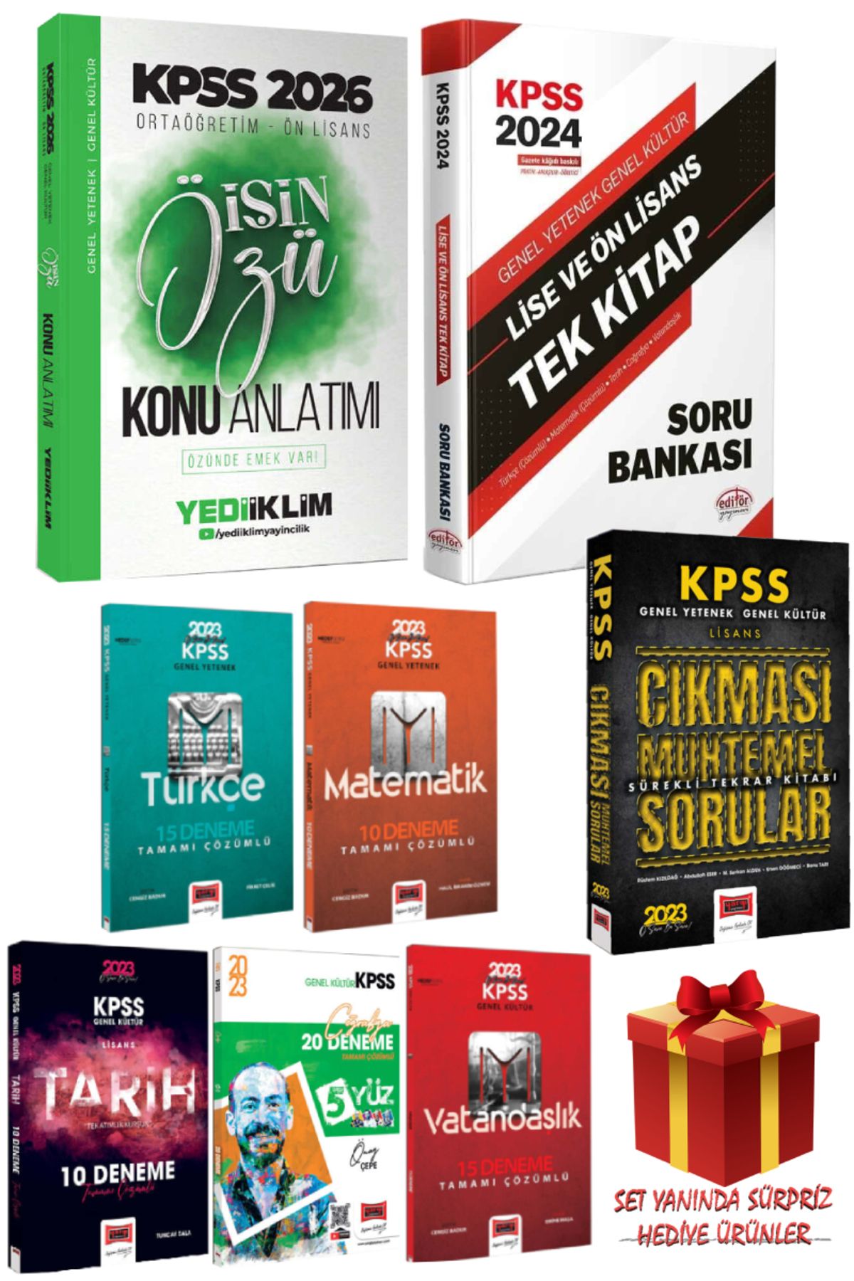 Yediiklim Yayınları 2026 Yediiklim KPSS Ortaöğretim Ön Lisans Konu Anlatım+Soru Bankası+Deneme Seti+Çıkması Muhtemel