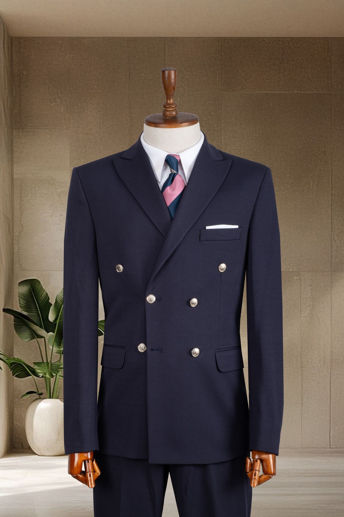 Sergio Ferraro Lacivert Slim Fit İtalyan Stil Erkek Takım Elbise