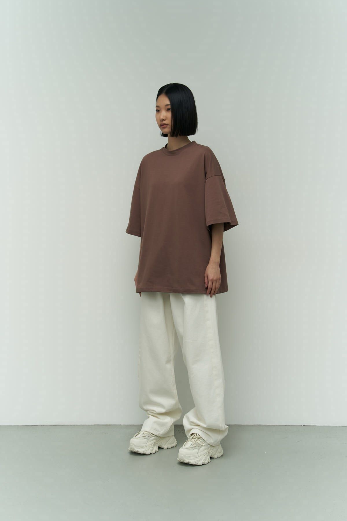 MAİ COLLECTİON-Mama Brown Color Oversize T-Shirt 3