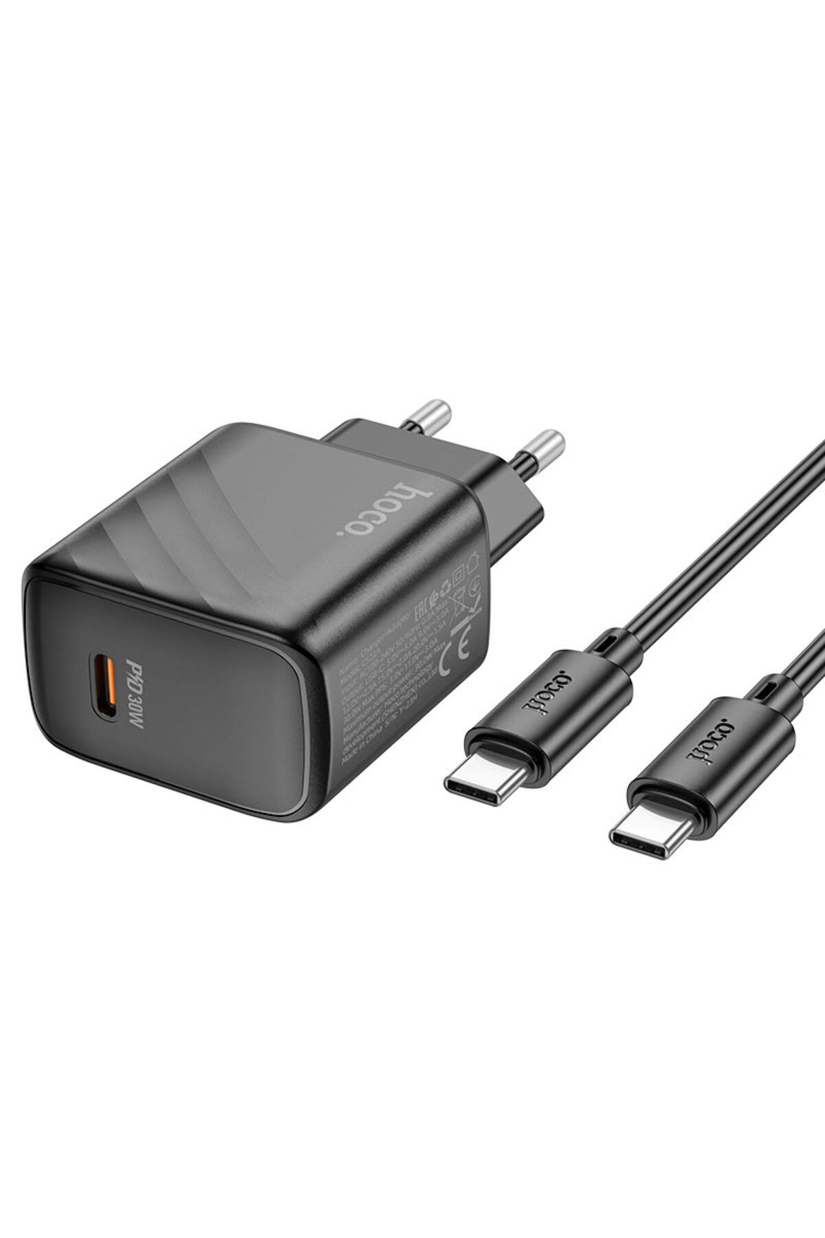 REDz Accessories-Set încărcător pentru iPhone 15/16 și Android, adaptor Hoco cs22a tip-c cablu 1m, pd30w, negru 7