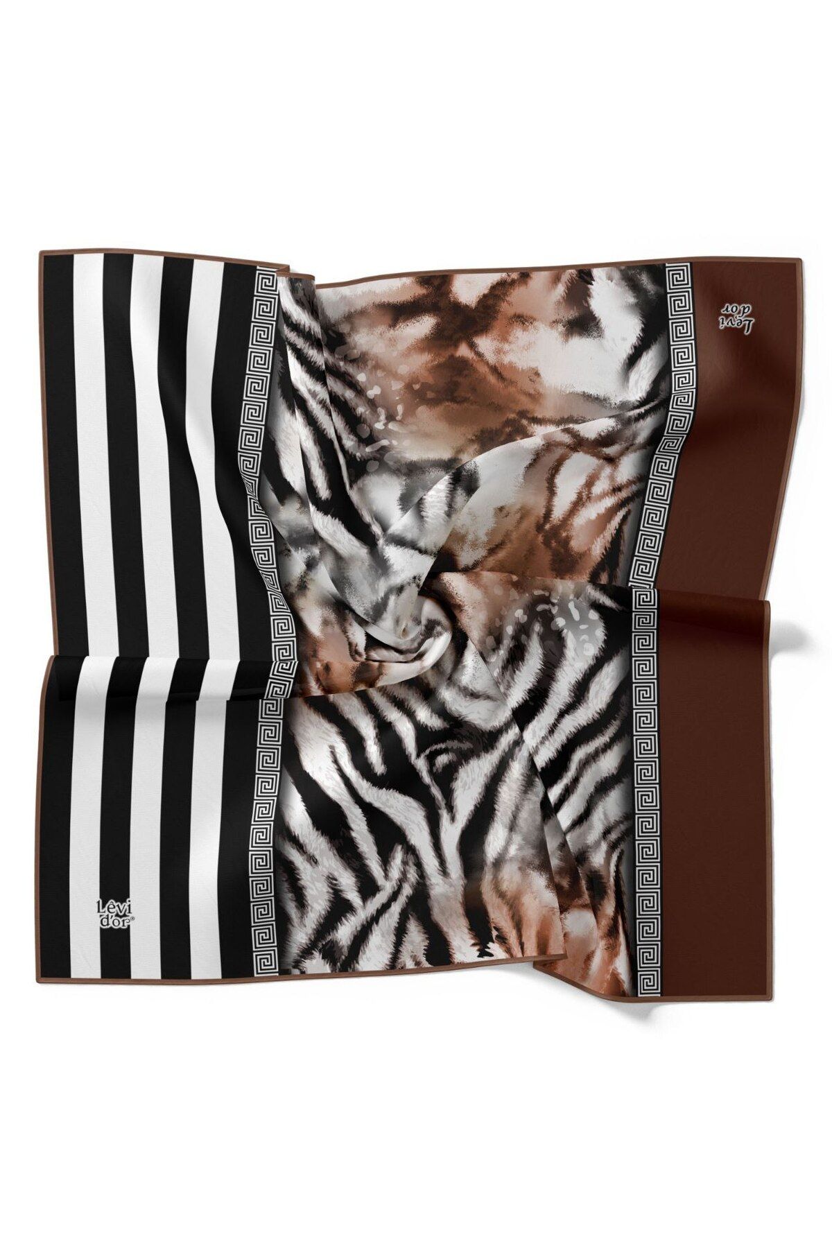 Levidor-Striped Leopard Pattern Sparkling Crystal Scarf 1