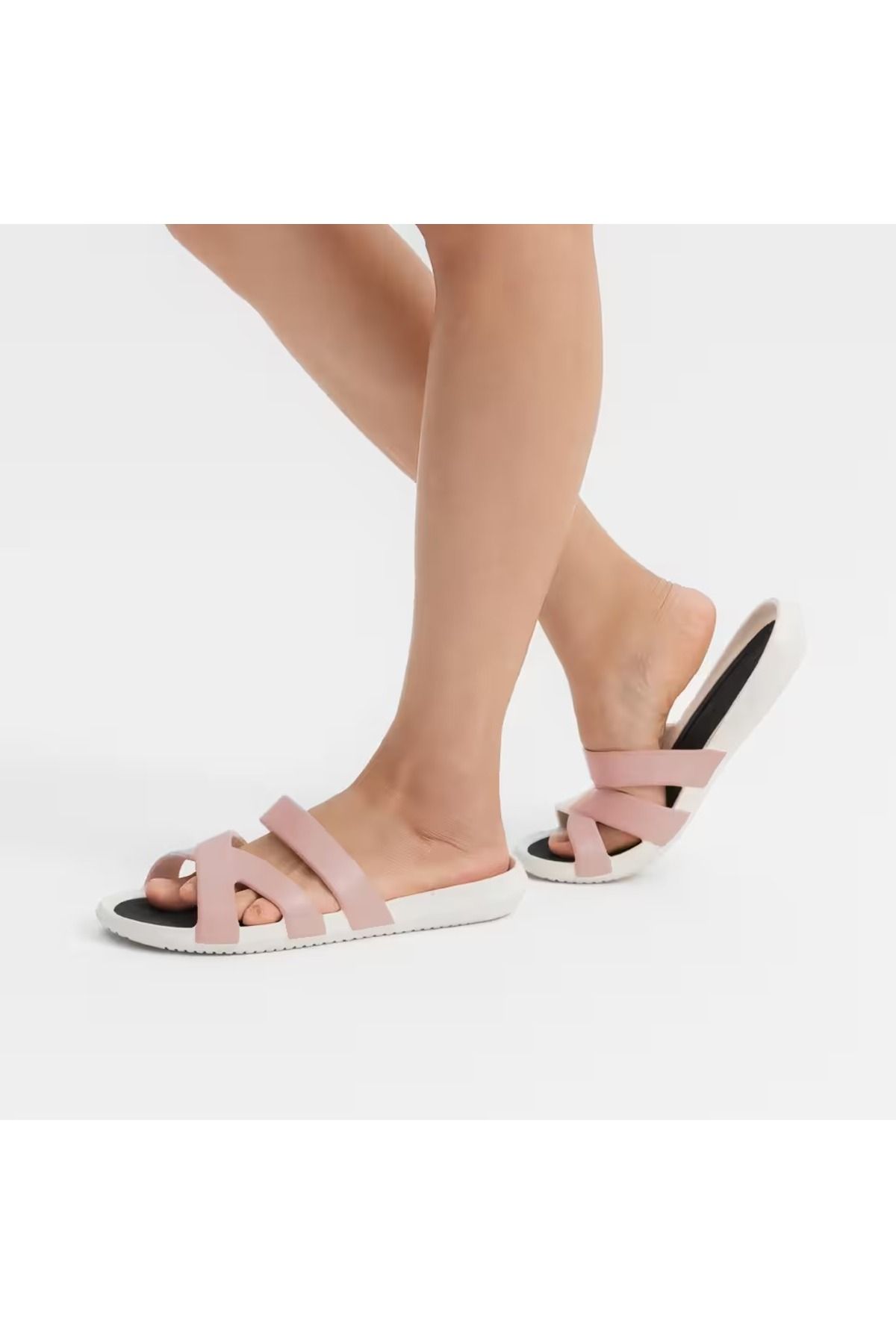 Decathlon Kadın Havuz Terliği - Beyaz/Pembe - 500