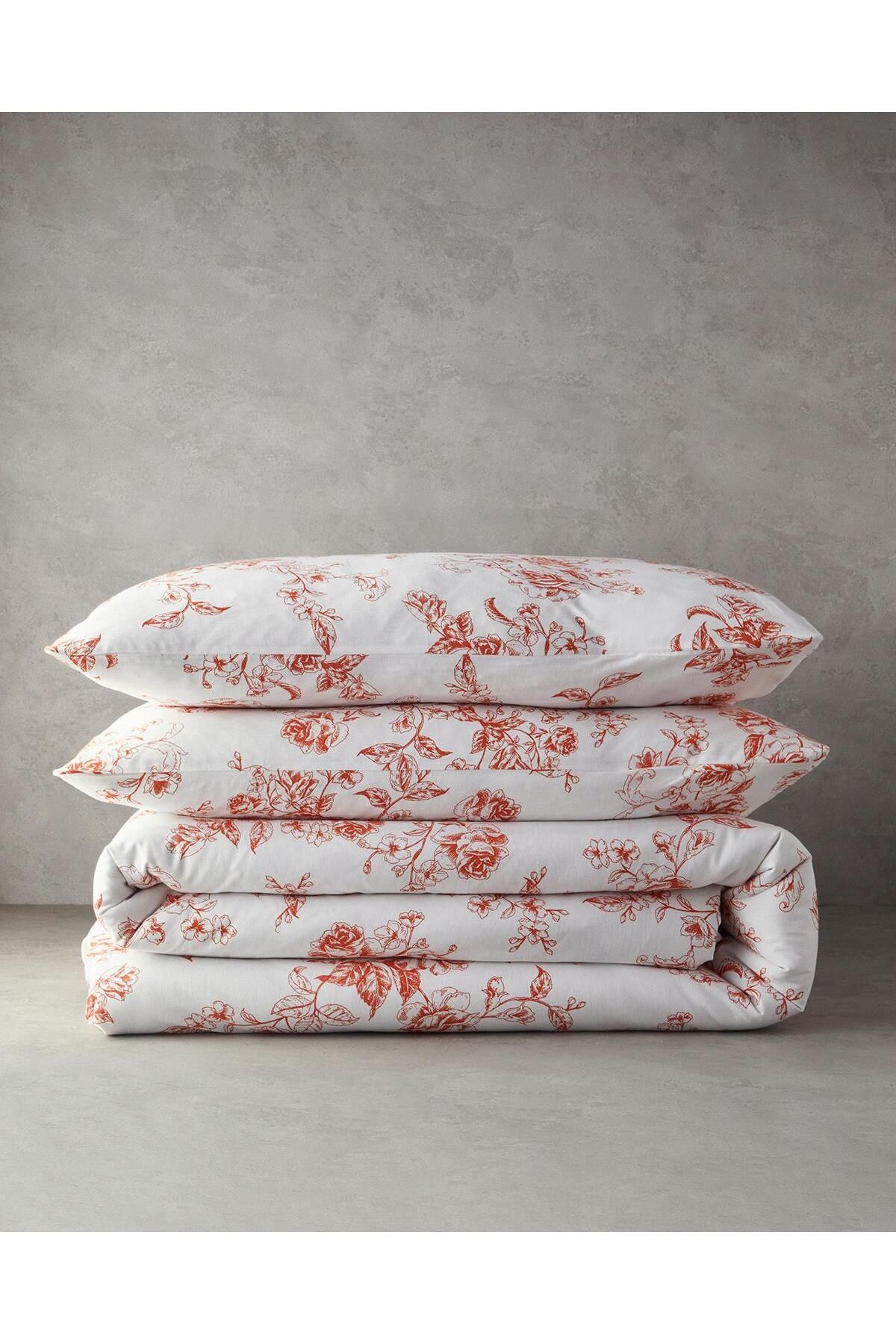 English Home Rosey Violen Çift Kişilik Nevresim Seti Turuncu