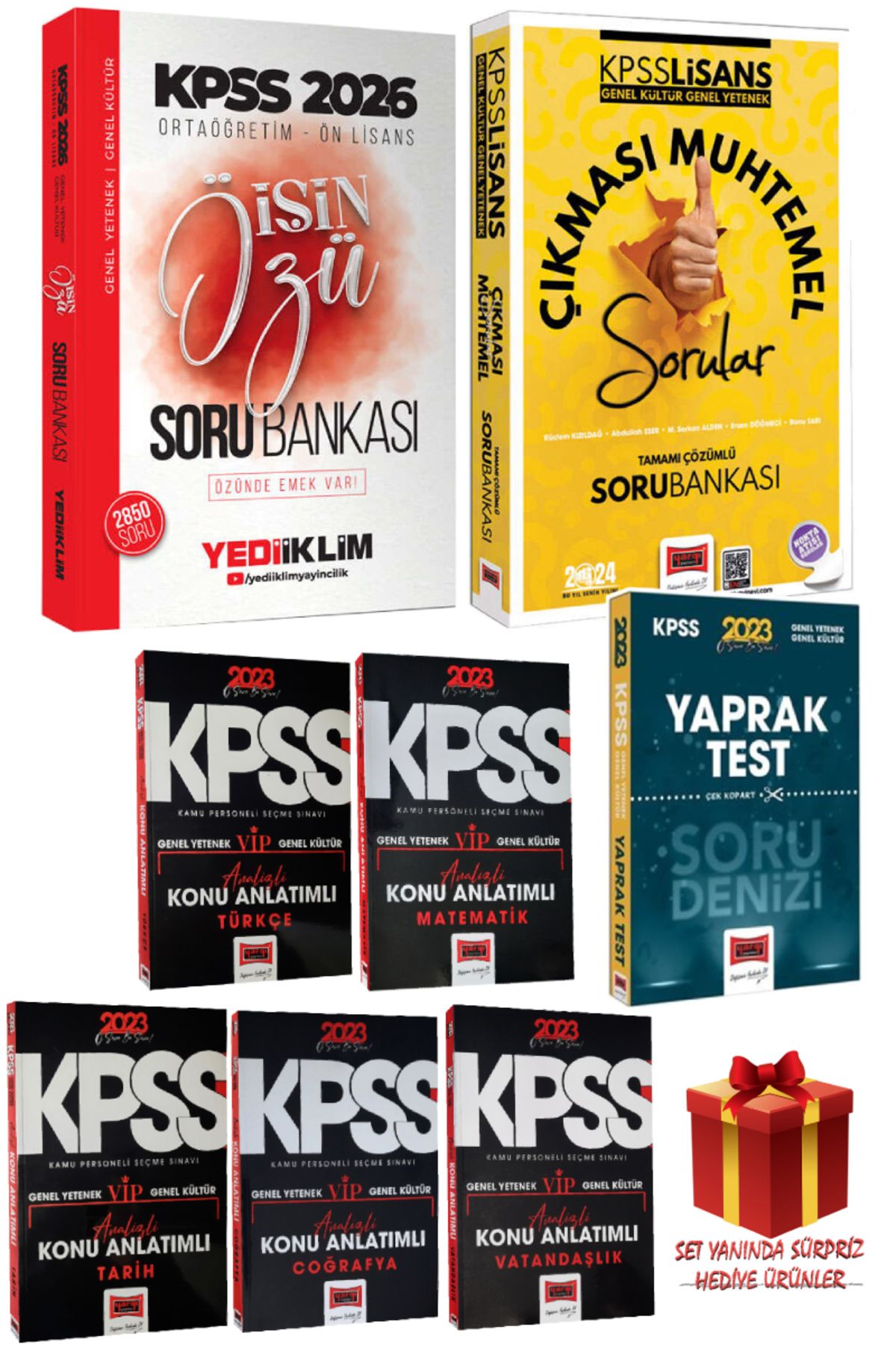 Yediiklim Yayınları 2026 Yediiklim KPSS Ortaöğretim Ön Lisans Soru Bankası+Çıkması Muhtemel Sorular+Konular+Yaprak