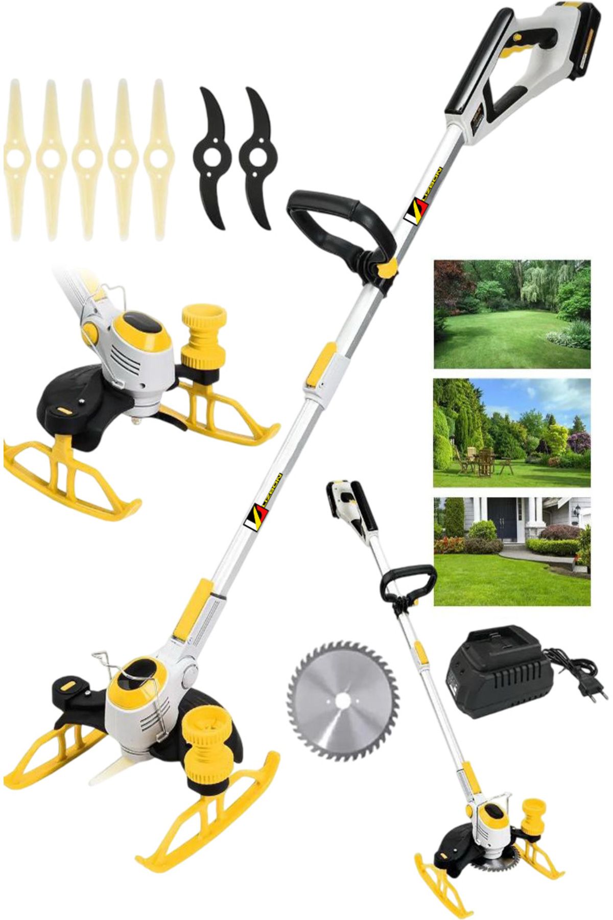 Lizbon Ultra Güçlü Kızaklı Dijital Ekran Ot Çalı Çim Biçme Şarjlı Tırpan 9000r/min