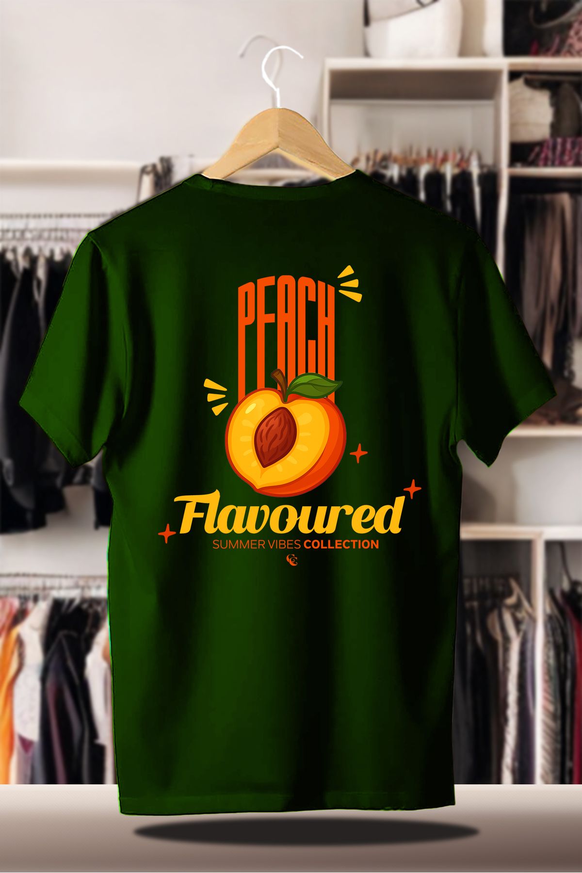 C&C OKULCUNUZ Pamuklu Oversize Baskılı 3 İplik Şardonlu Nefti T-Shirt | Summer Yaz Peach Şeftali Flavoured