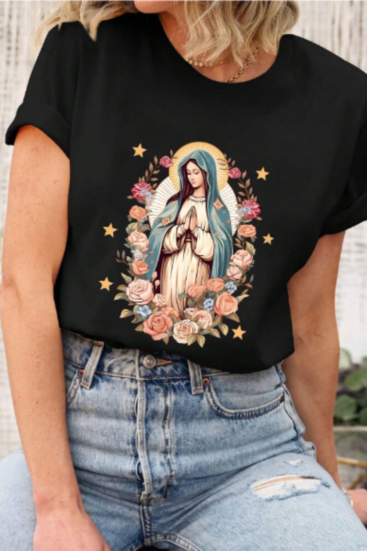 NEMESA Kadın/Kız Tablo Resim Baskılı Oversize Düşük Kol Bisiklet Yaka T-Shirt
