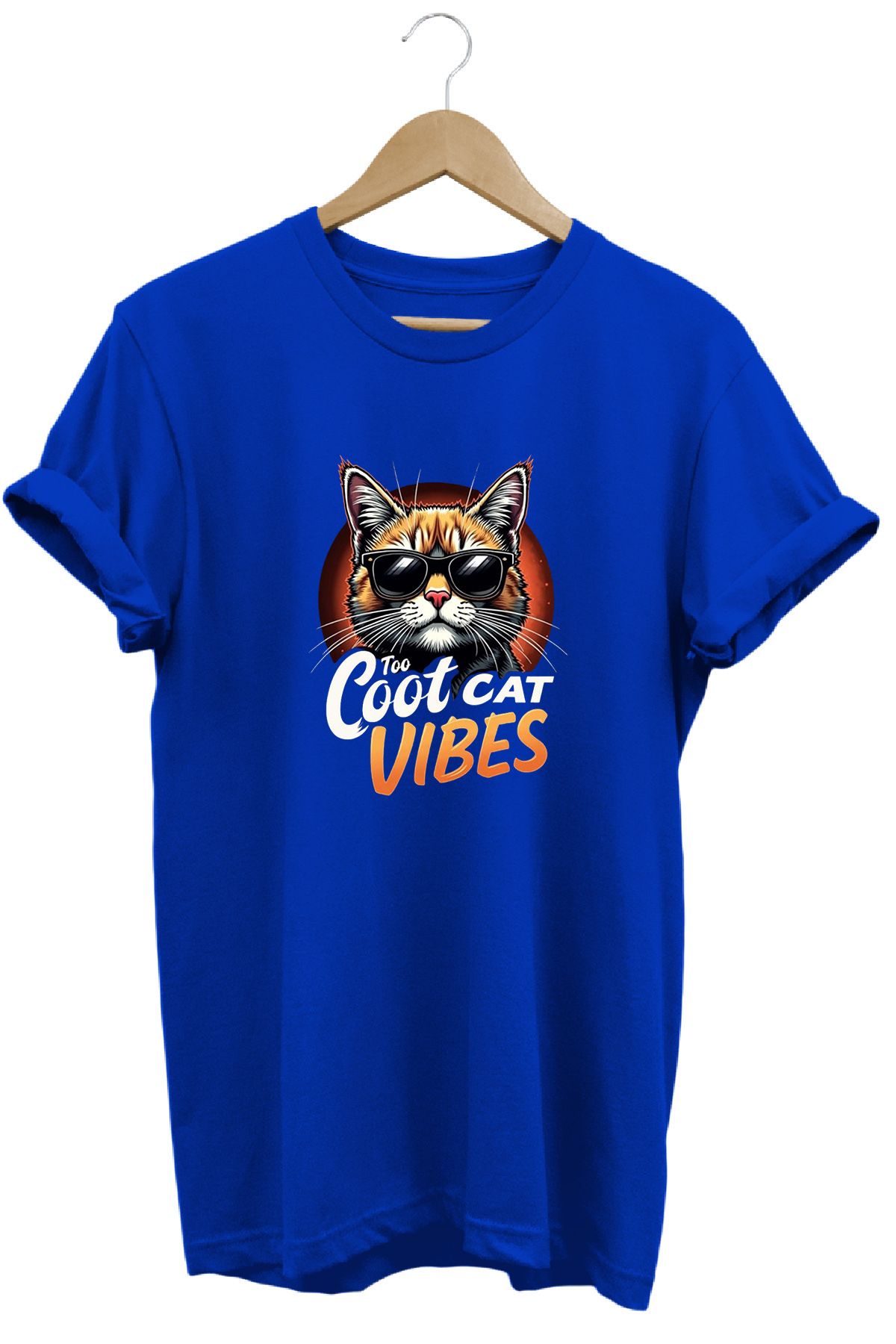remonz Kedi Vibe Baskılı %100 Pamuk Regular Fit Bisiklet Yaka T-shirt