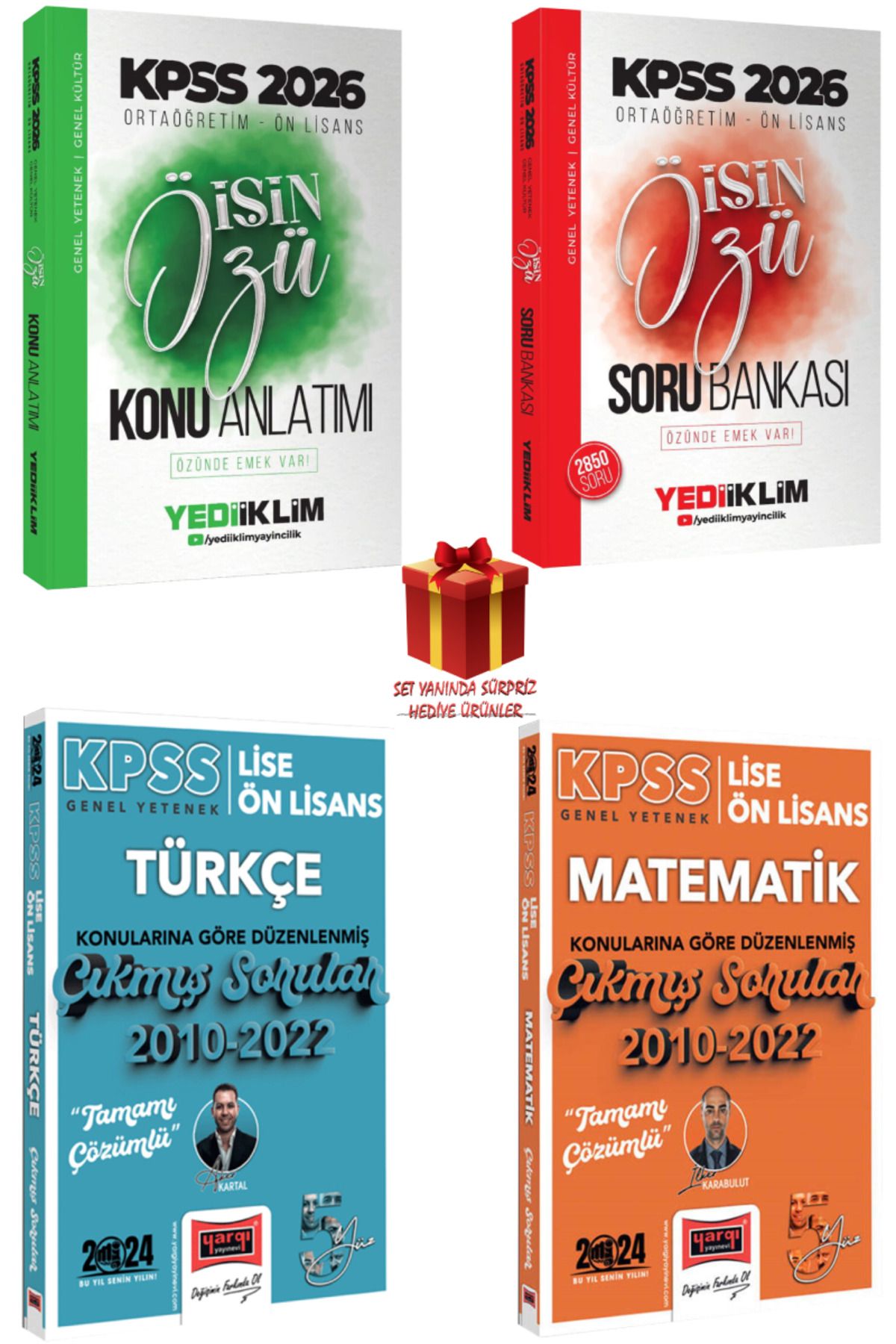 Yediiklim Yayınları 2026KPSS Ortaöğretim Ön Lisans İşin Özü Konu Anlatımı+ Soru Banka+Yargı Türkçe Matematik Çıkmış Soru