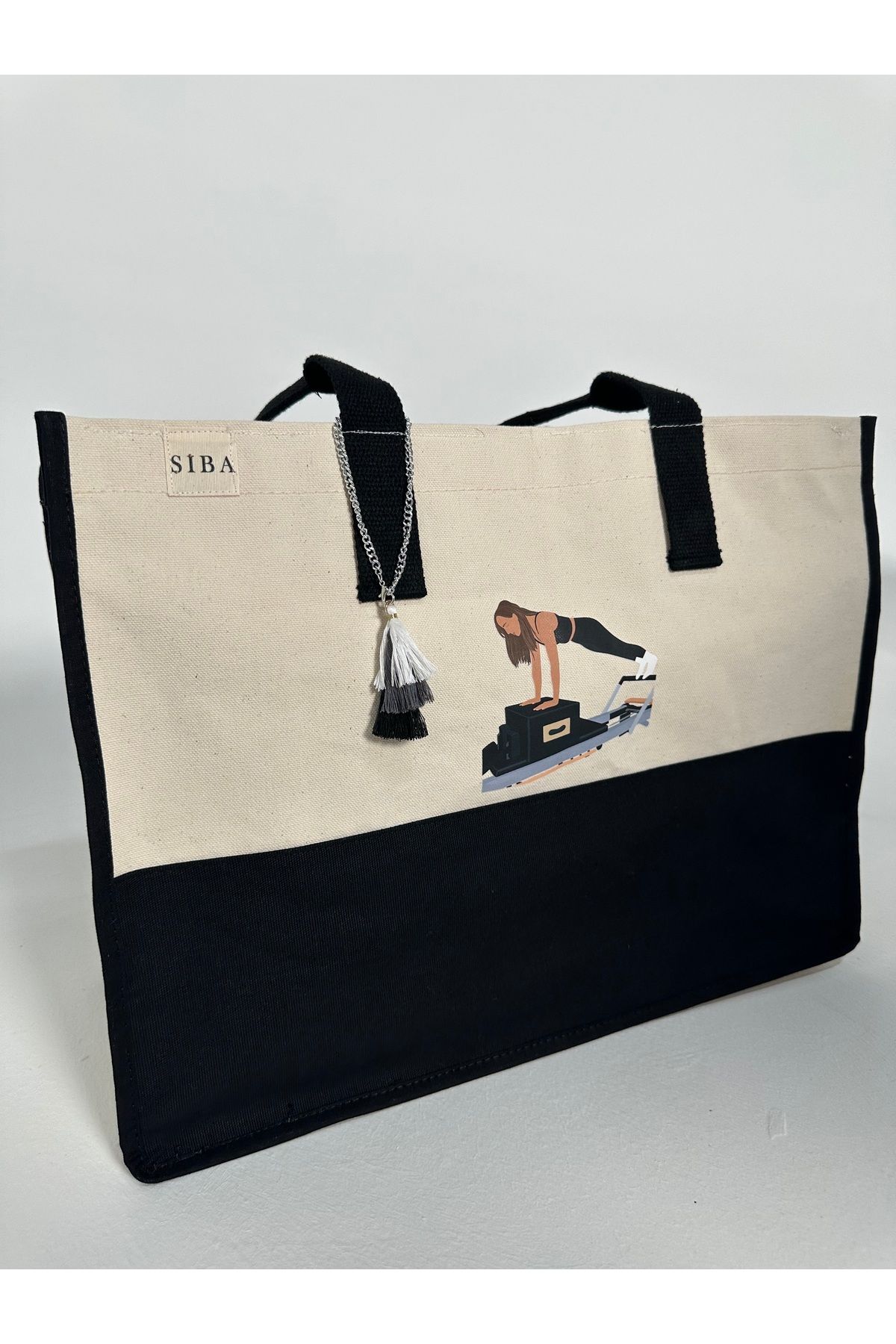 ŞİBATEKS Kanvas Bez Çanta, Plaj Çantası, Büyük Kapasiteli Alışveriş Çantası, /Pilates390gr, 45x35x19 cm
