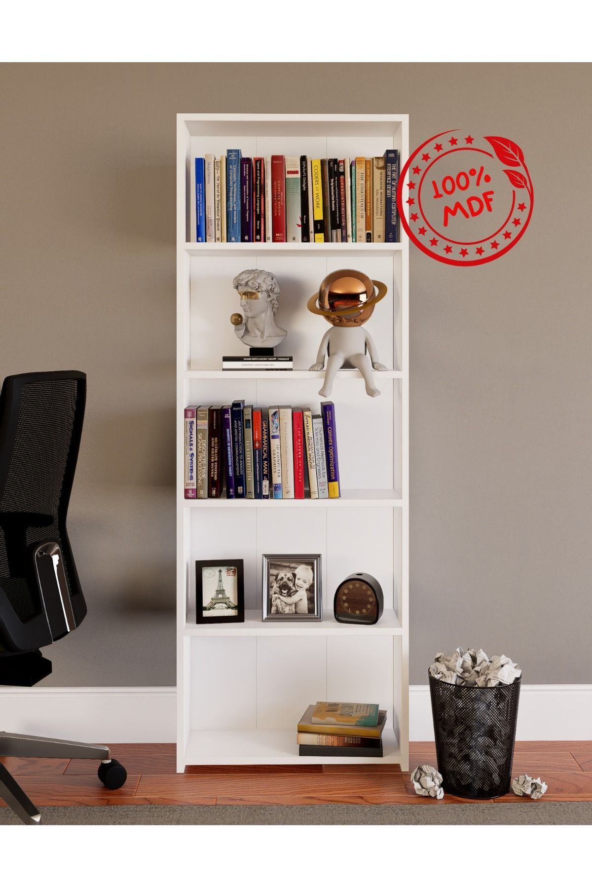 kayhan ahşap %100 MDF 5 AYARLANABİLİR RAFLI KİTAPLIK