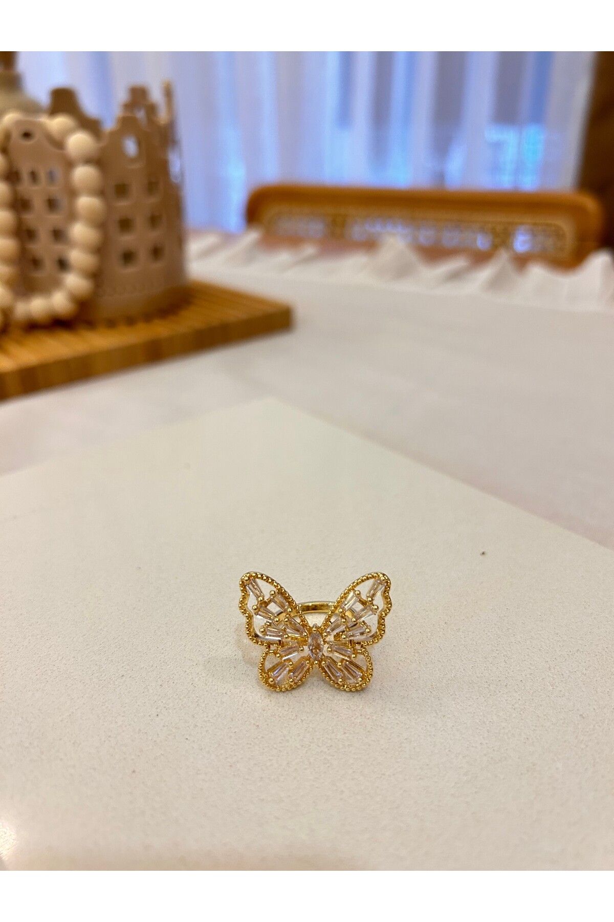 velexa atelier zirkon taşlı ayarlanabilir kelebek yüzük