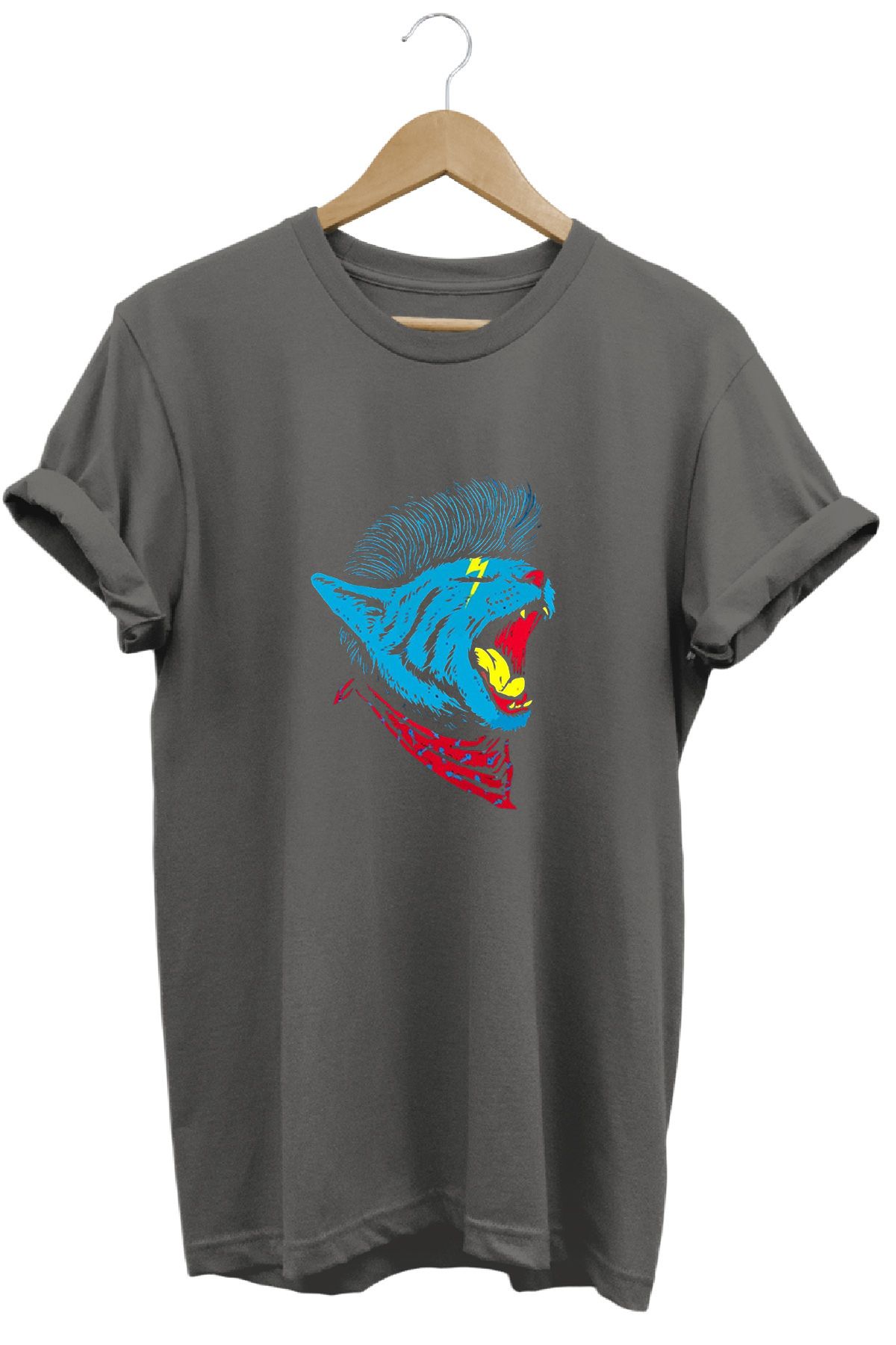remonz Cat Kedi Baskılı %100 Pamuk Regular Fit Bisiklet Yaka T-shirt