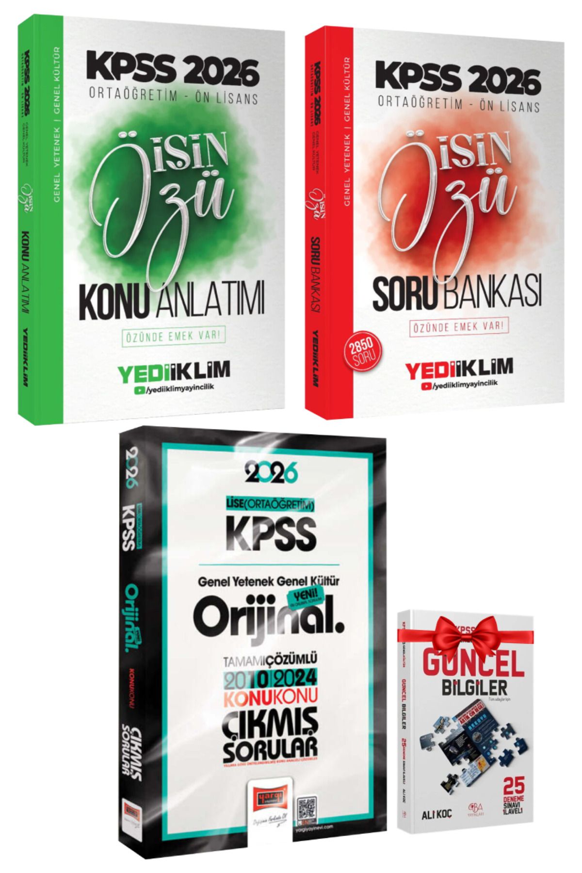 Yediiklim Yayınları 2026 KPSS Ortaöğretim-Ön Lisans İşin Özü Konu Anlatımı+Soru Bankası+Lise Ortaöğretim Çıkmış Sorular
