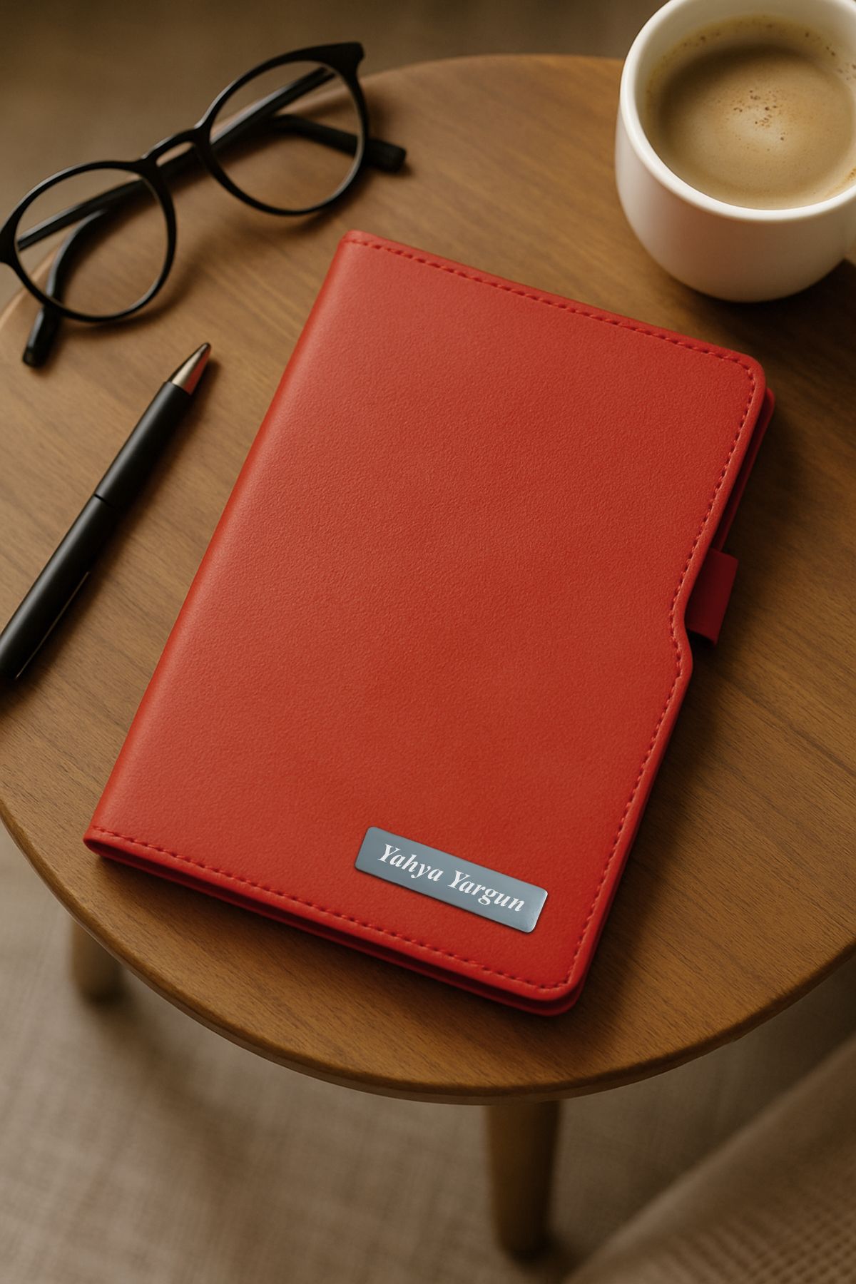 inkglo Kişiye Özel Kırmızı Sert Kapaklı Çizgili Defter 14x21cm 224 Sayfa Hediyelik Defter