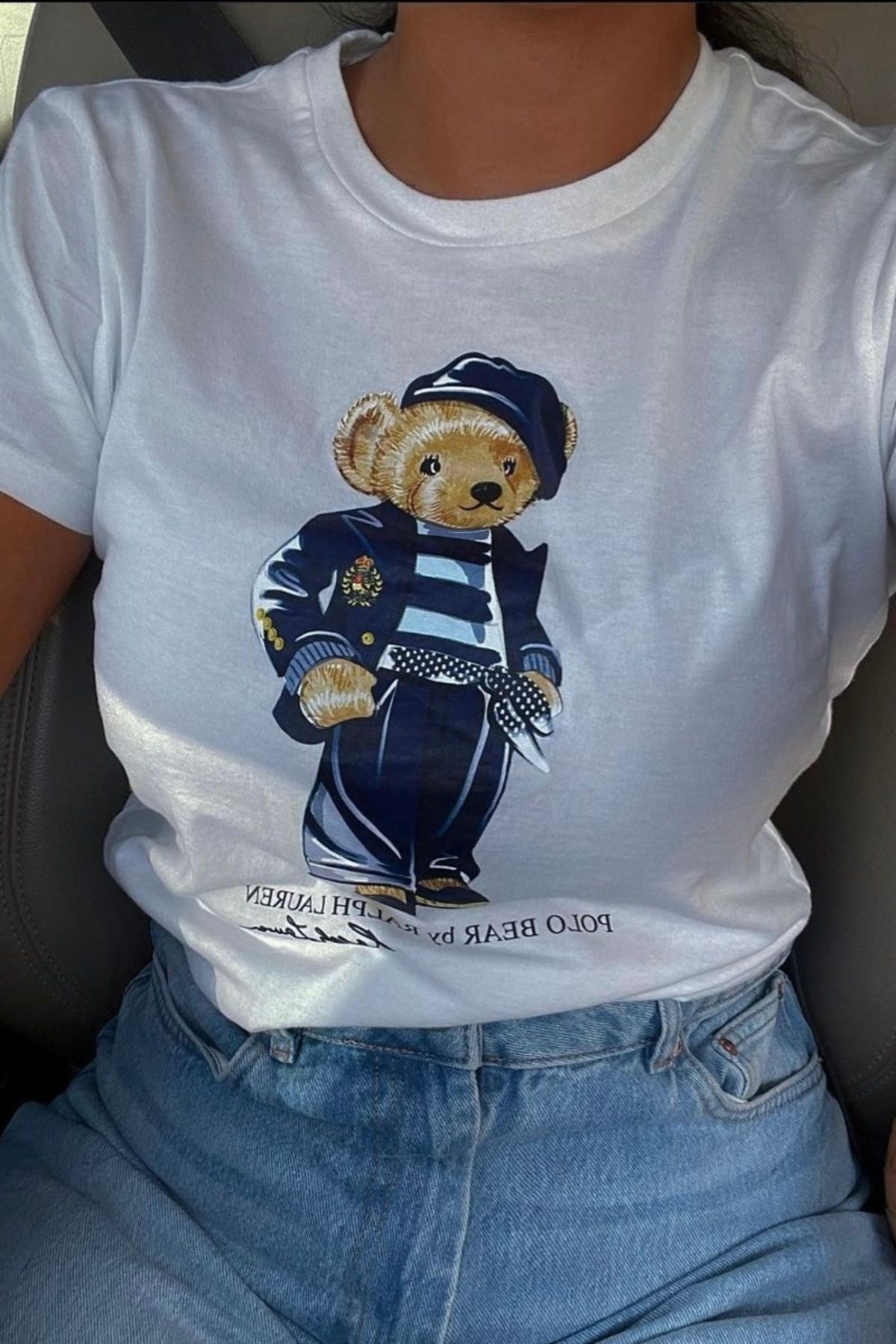 Aesthia Beyaz Unisex Blue Teddy Bear Kemer Boy Bluz