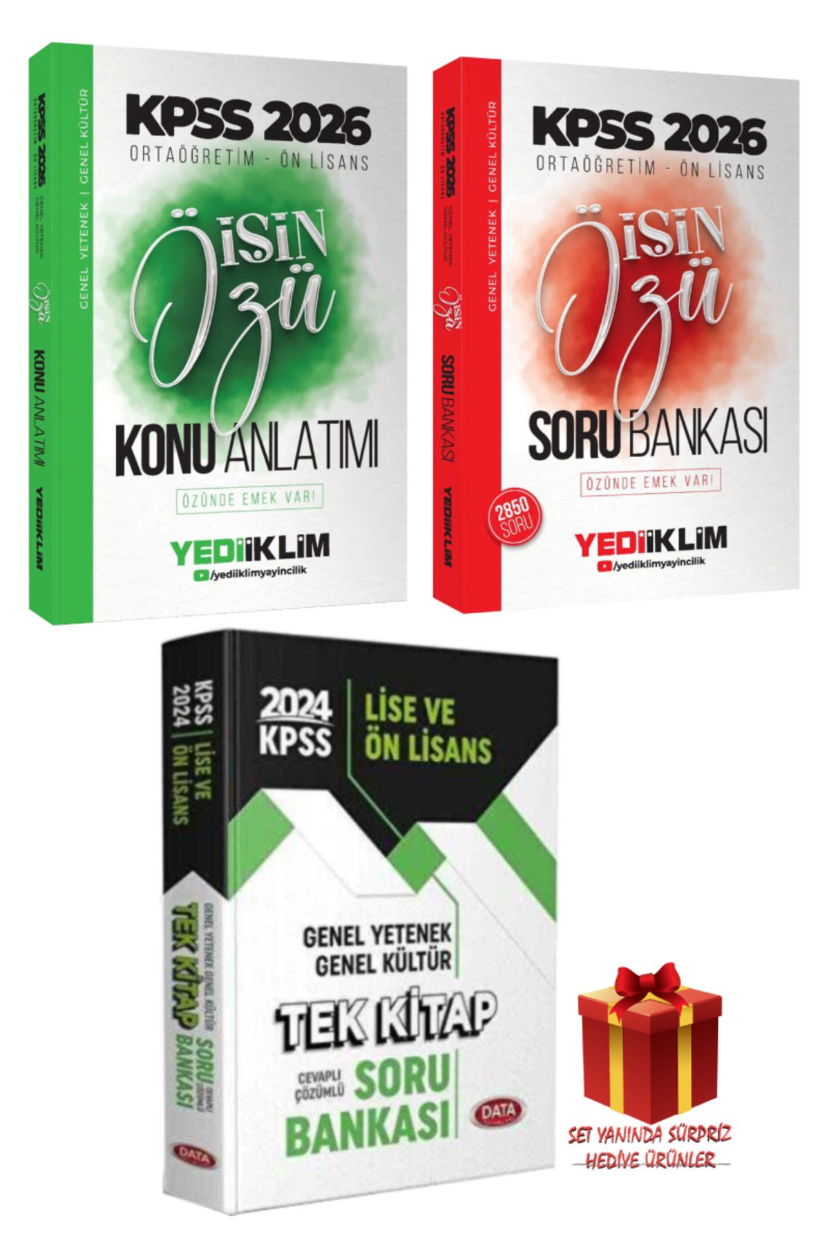 Yediiklim Yayınları 2026 KPSS Ortaöğretim-Ön Lisans İşin Özü Konu Anlatımı+Soru Bankası+Tek Kitap Soru Bankası+Hediye
