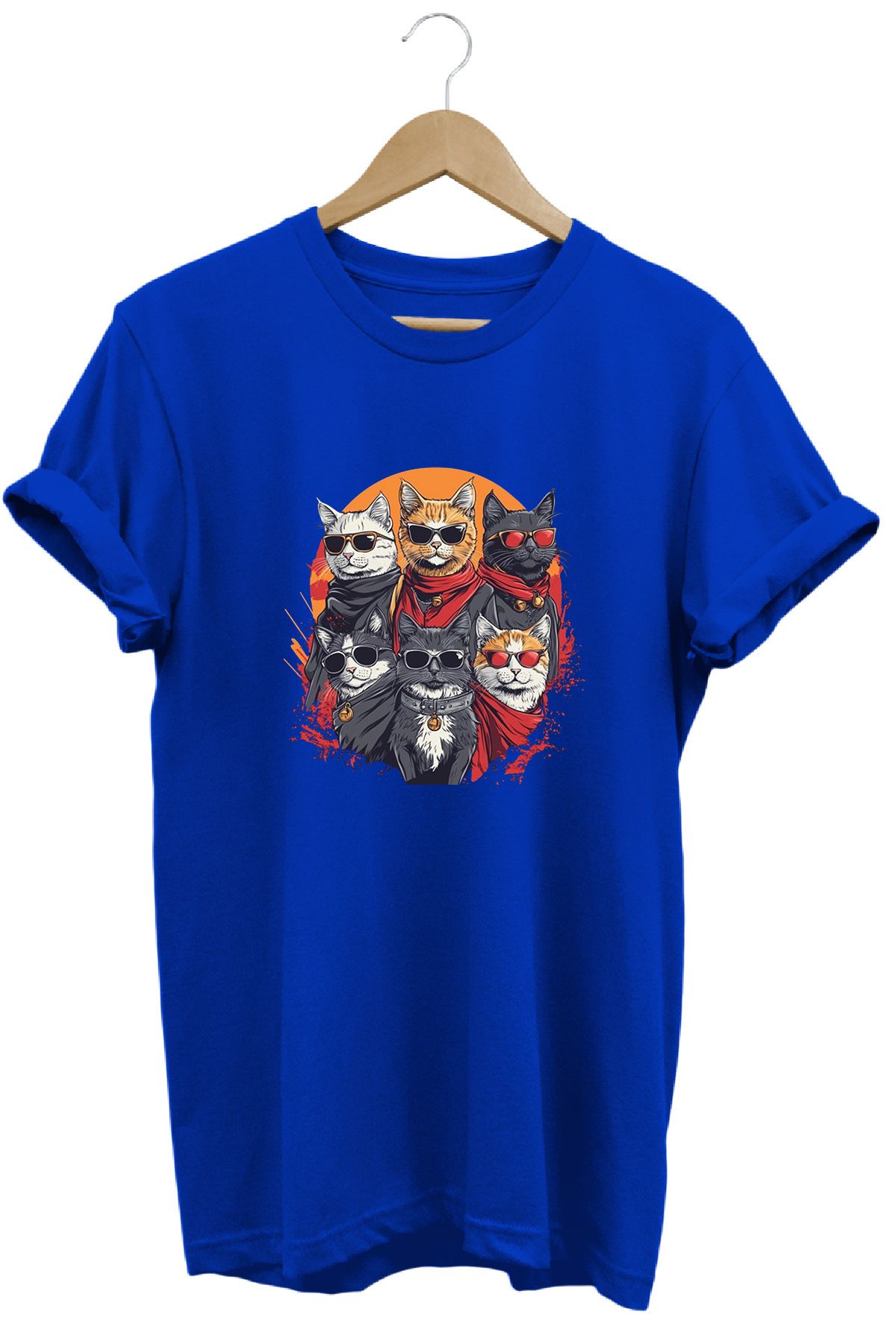 remonz Kedi Çetesi Baskılı %100 Pamuk Regular Fit Bisiklet Yaka T-shirt