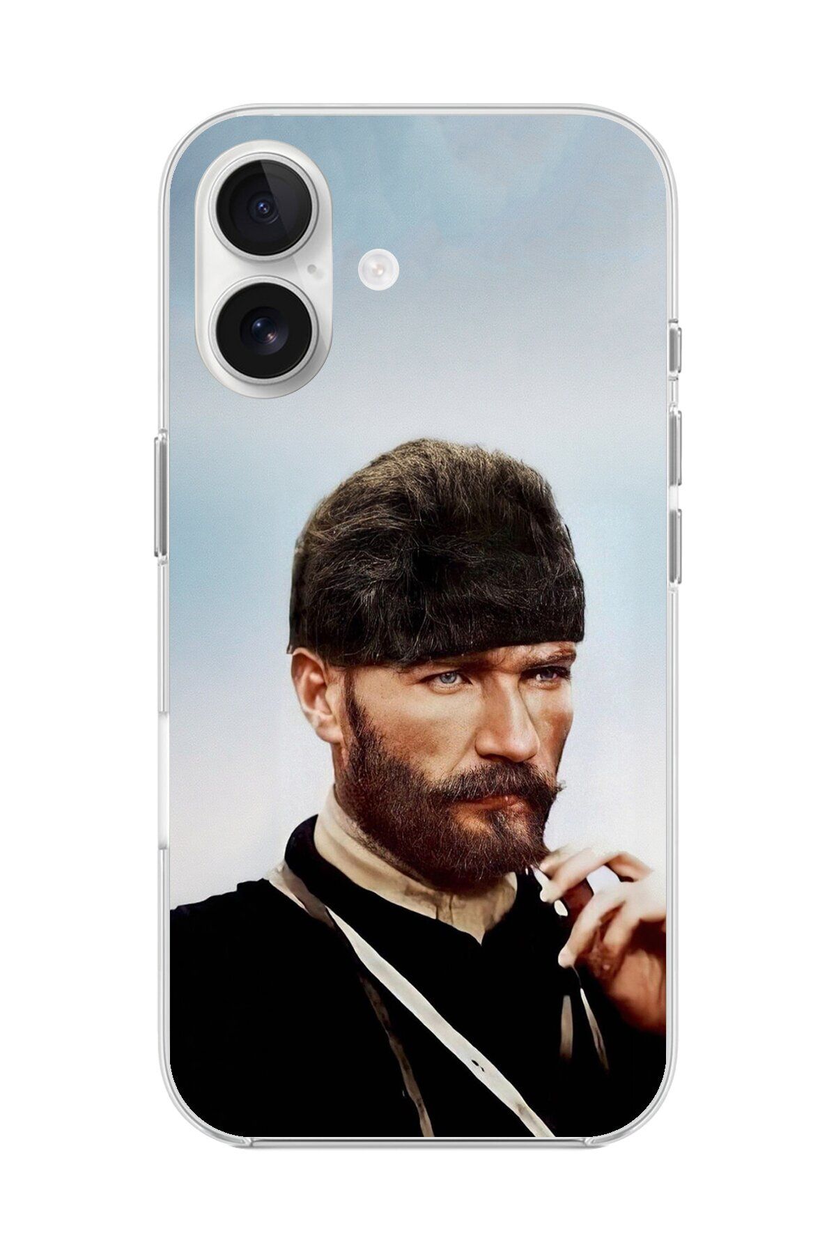 Dali Design iPhone 16 Plus Uyumlu Şeffaf Kılıf Atatürk 2 Tasarımlı