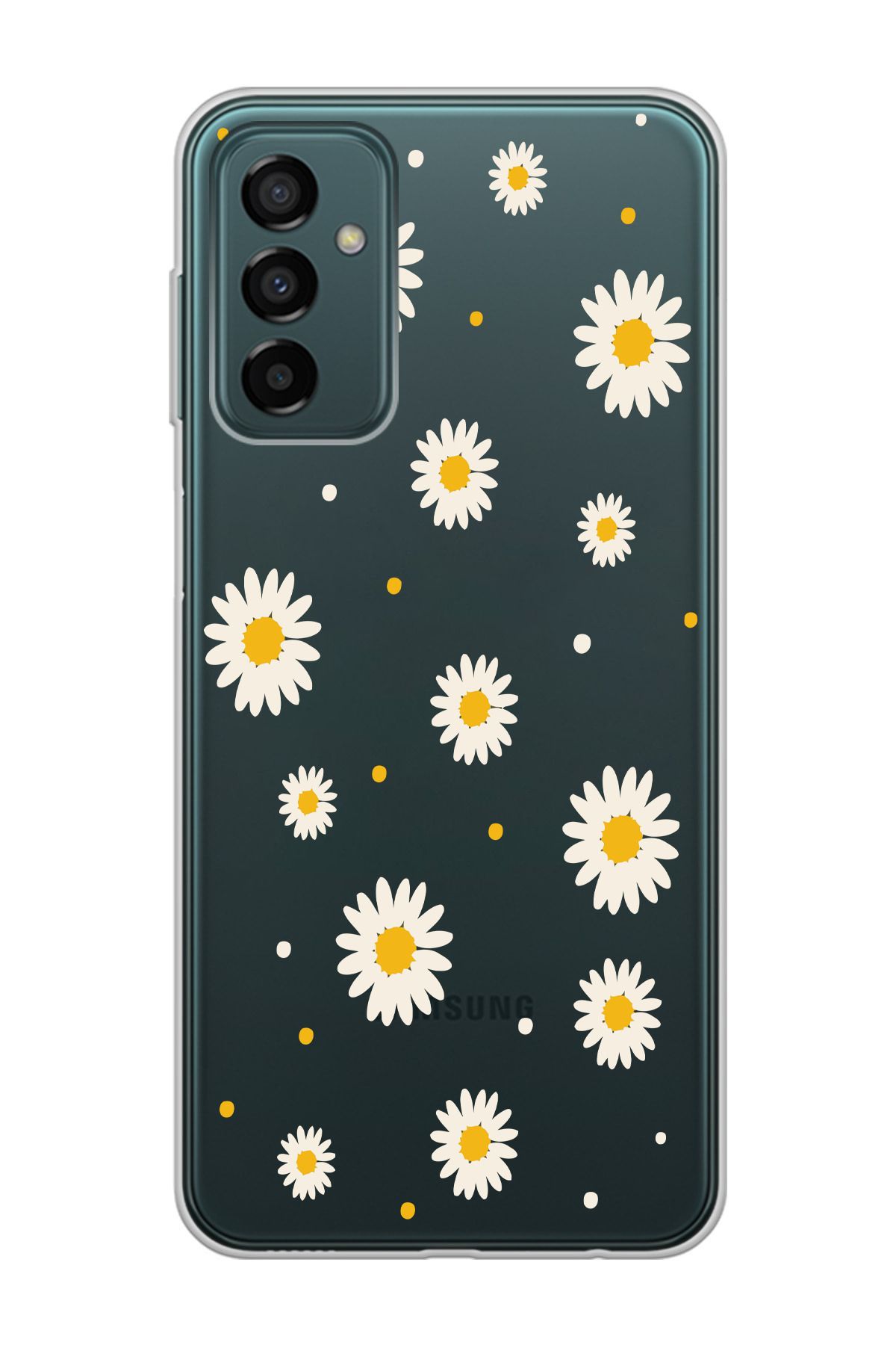 moonset Samsung Galaxy M13 / M23 Uyumlu Papatya Tasarımlı Baskılı Şeffaf Telefon Kılıfı