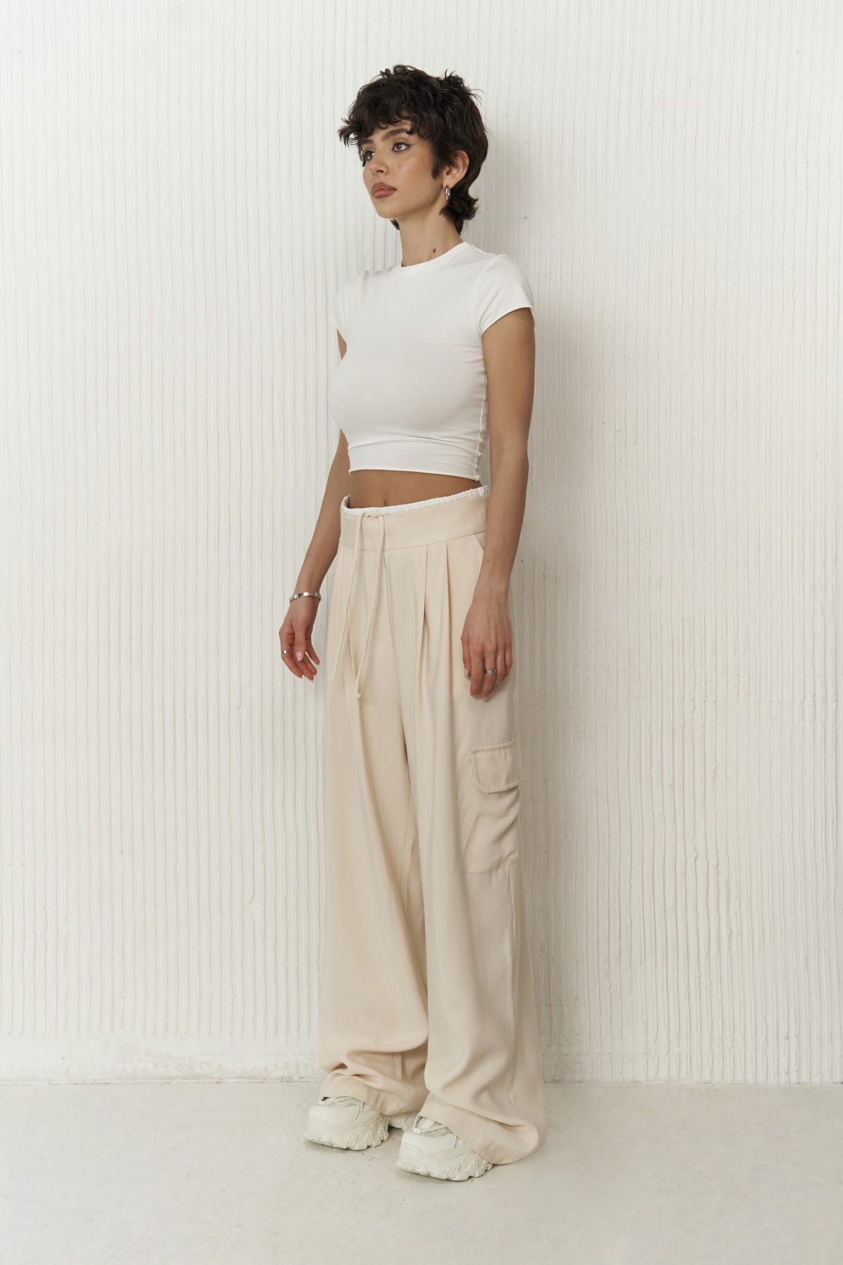 MAİ COLLECTİON-Beigefarbene Gloria-Boxershorts mit Details 3
