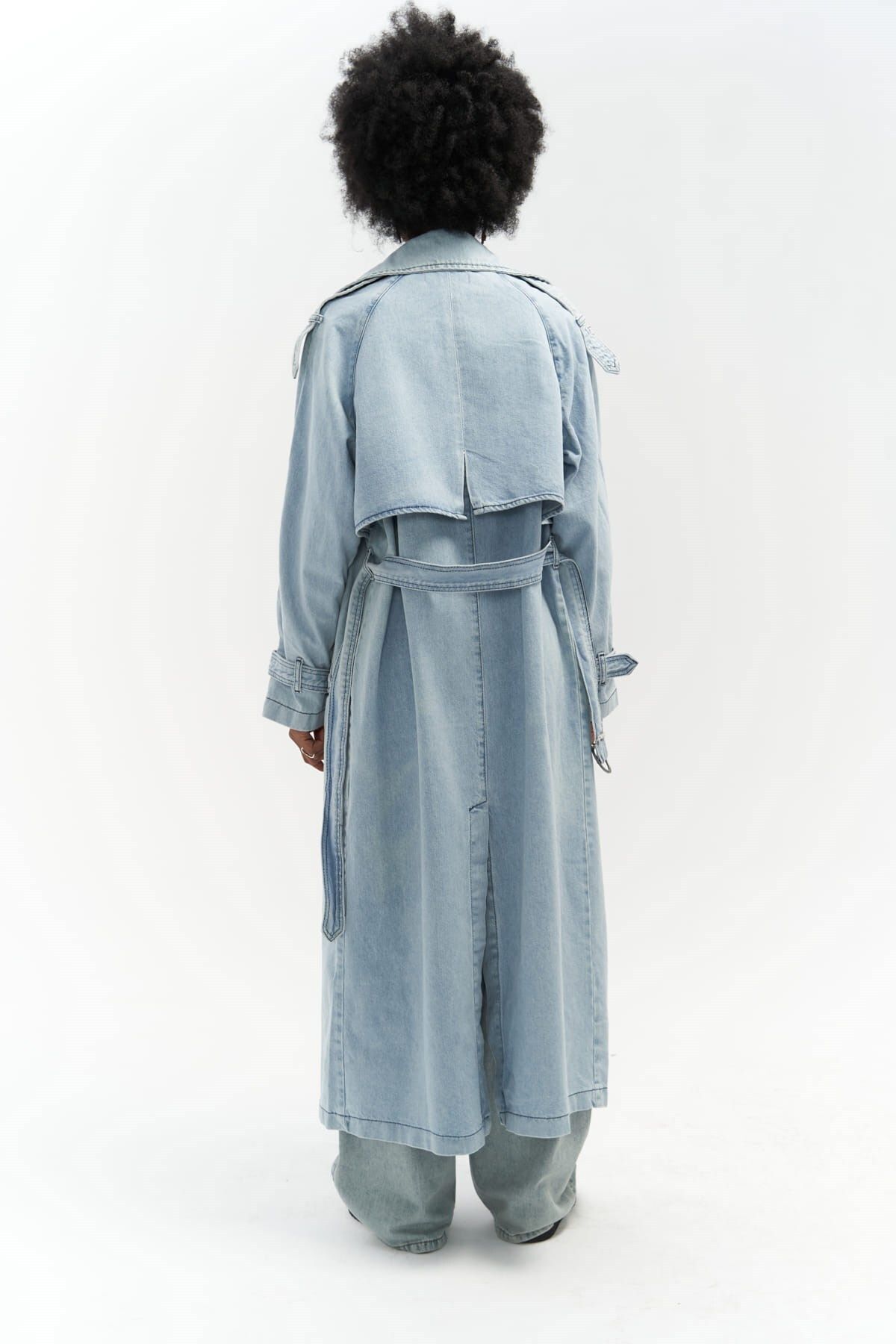 MAİ COLLECTİON-Καμπαρντίνα Ice Blue Jean Trench Coat 4