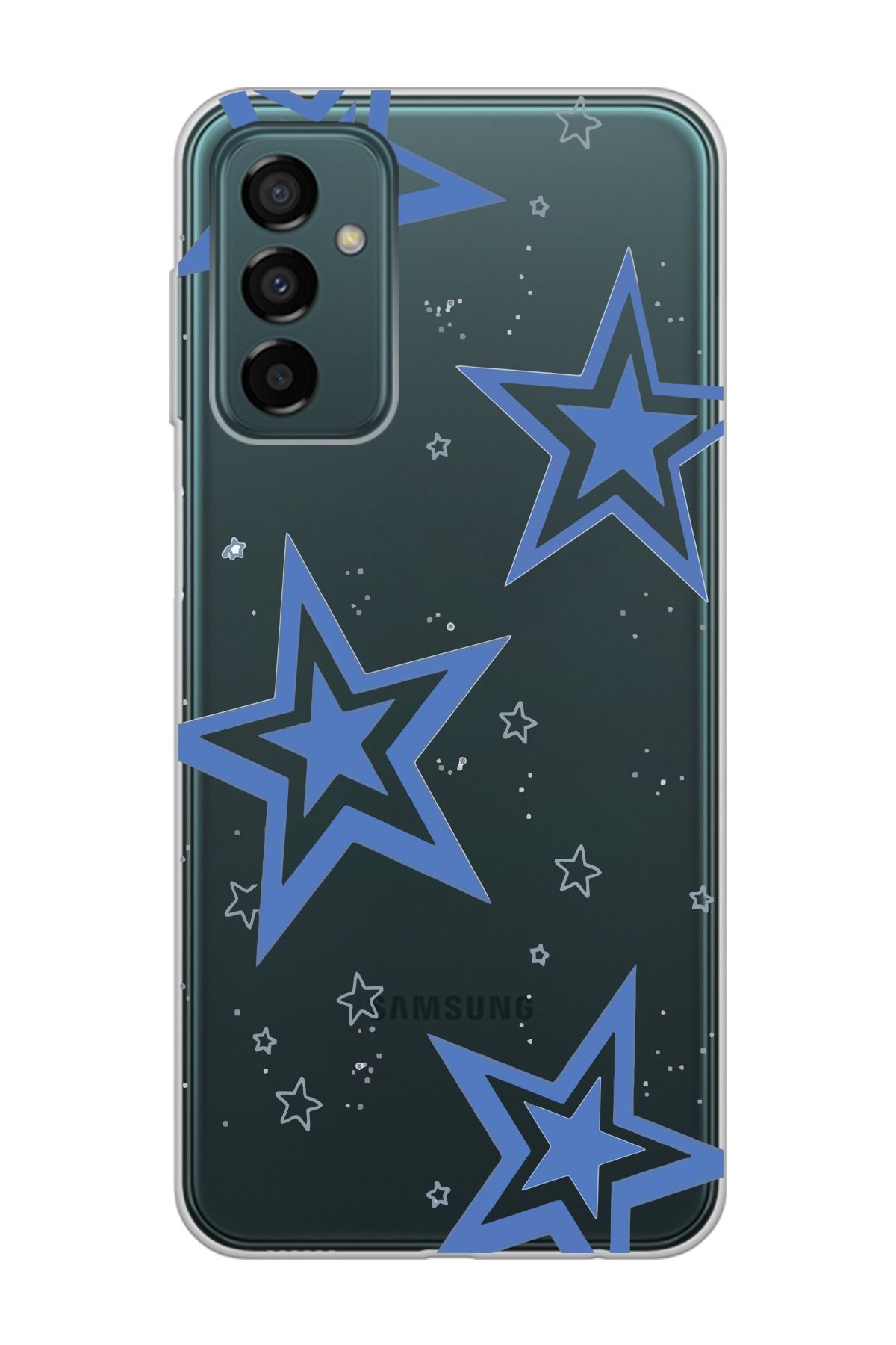 moonset Samsung Galaxy M13 / M23 Uyumlu Yıldız Tasarımlı Baskılı Şeffaf Telefon Kılıfı