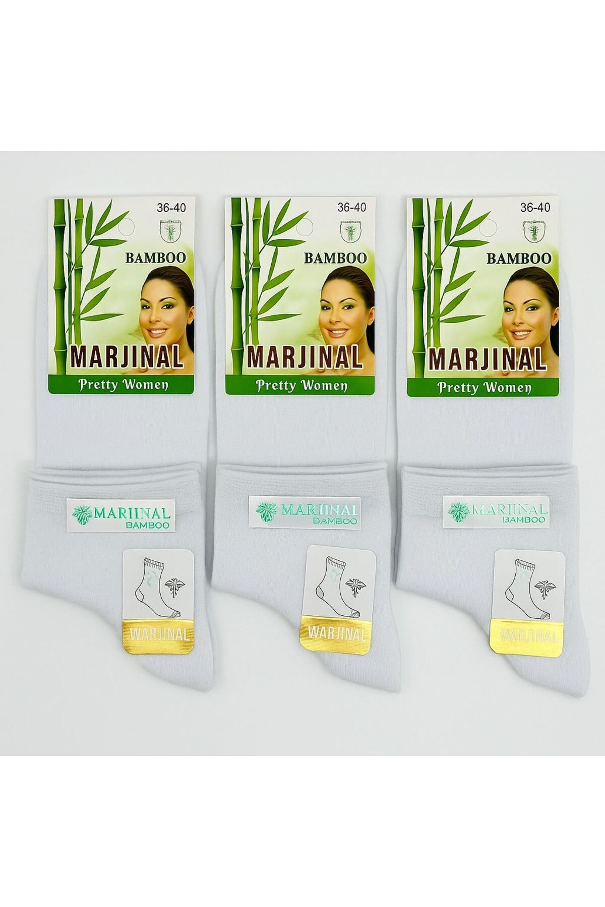 Marjinal Kadın 3'lü Bambu Patik Çorap | 36-40
