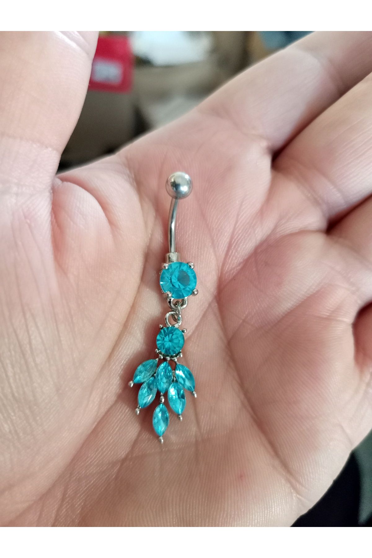 BUĞLEM Göbek Piercing Cerrahi Çelik 316L Gümüş Renk Paslanmaz Kararmaz