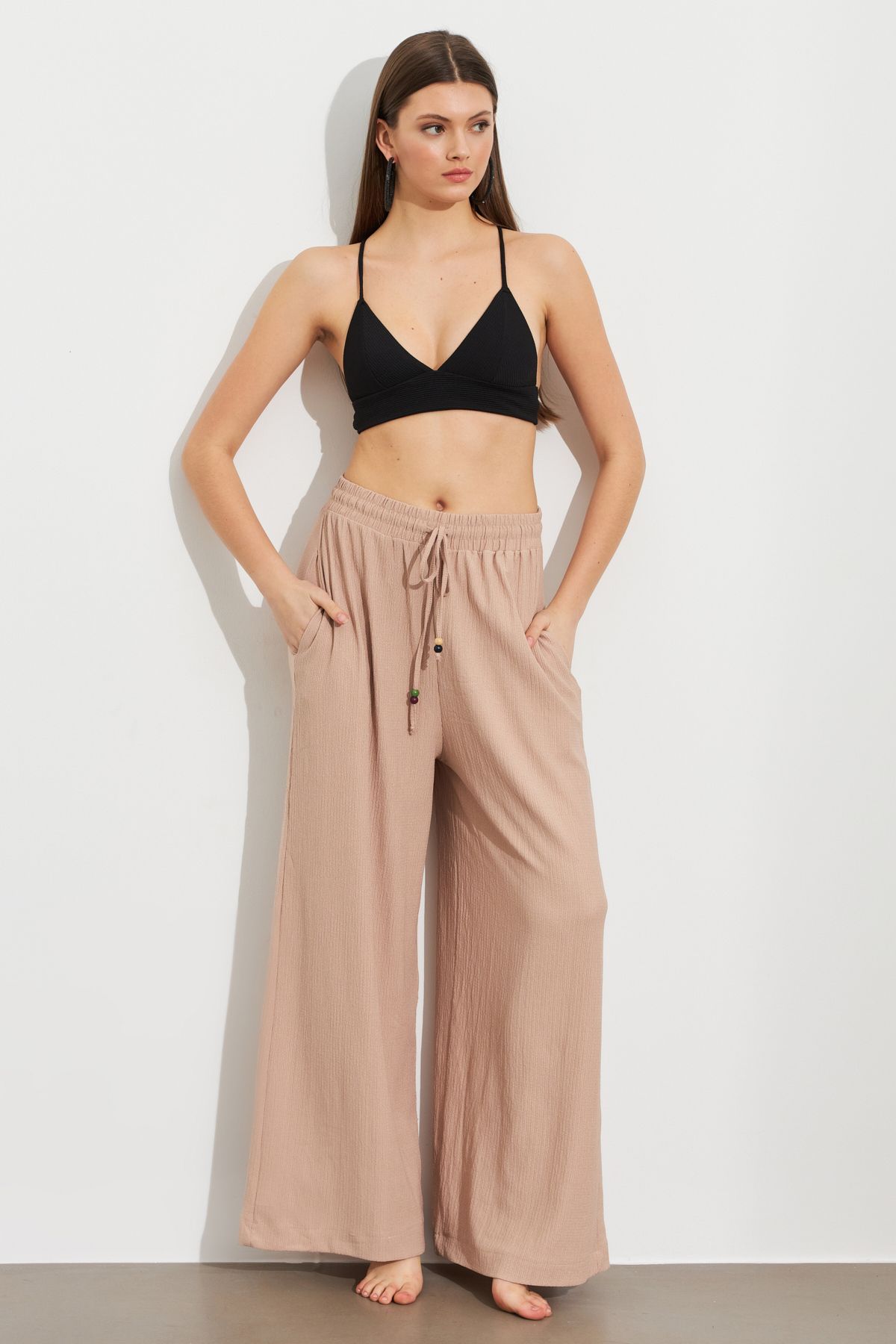 Cool & Sexy Kadın Taş Beli Lastikli Bürümcük Pantolon ROP105