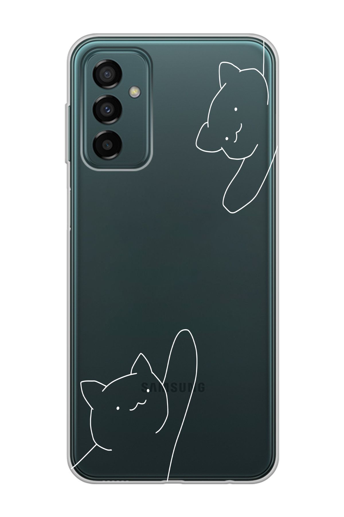 moonset Samsung Galaxy M13 / M23 Uyumlu Kediler Tasarımlı Baskılı Şeffaf Telefon Kılıfı