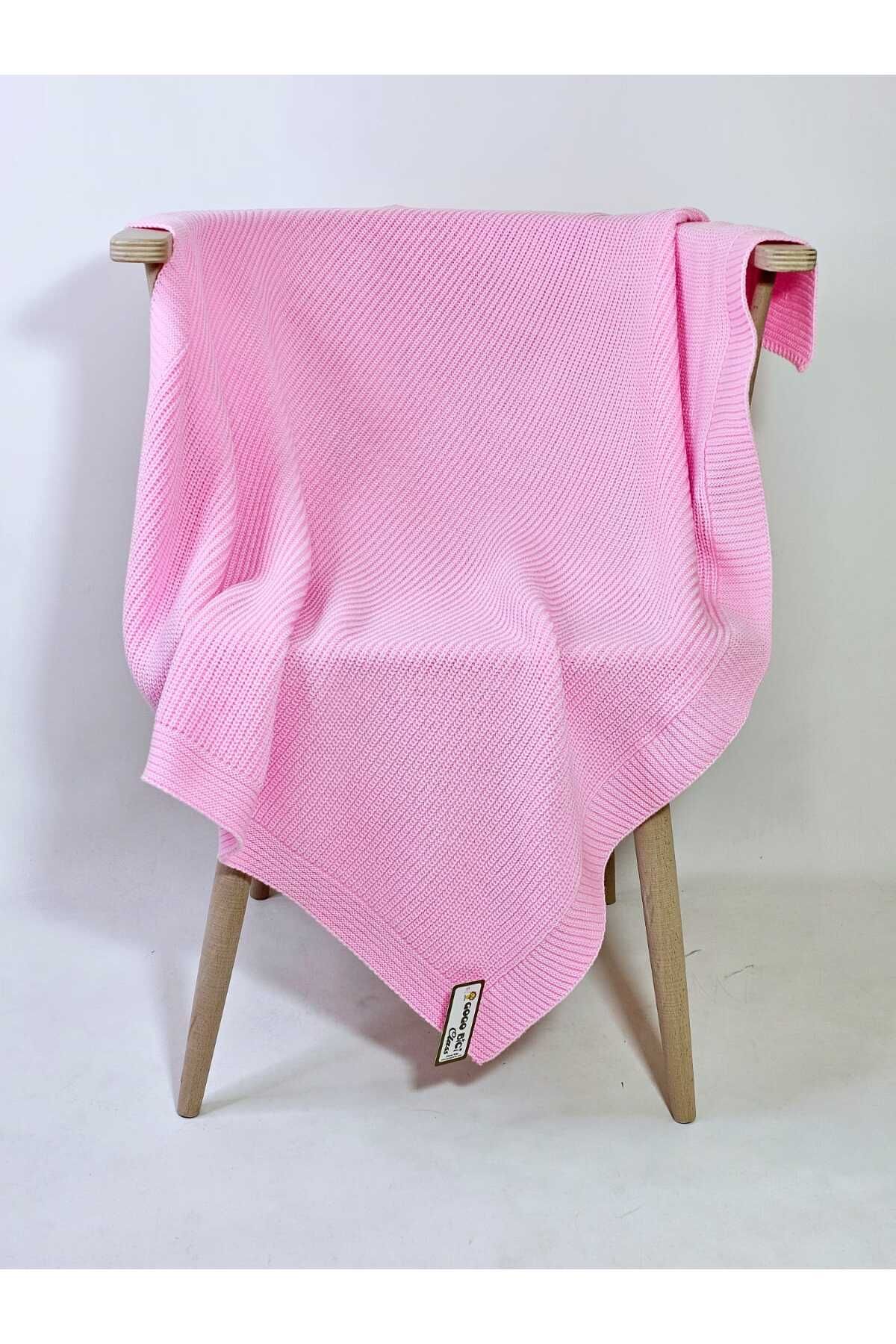 meriç bebe - bütün çocuklar melektir. mrc Yerli Üretim 80x100 Selanik Örgü Unisex Bebek Triko Battaniye - Yumuşak ve Nefes Alabilir PEMBE