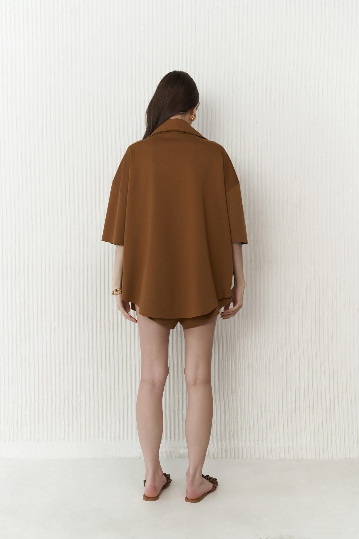MAİ COLLECTİON-Kinsley Dark Tan rövidnadrág szett 4