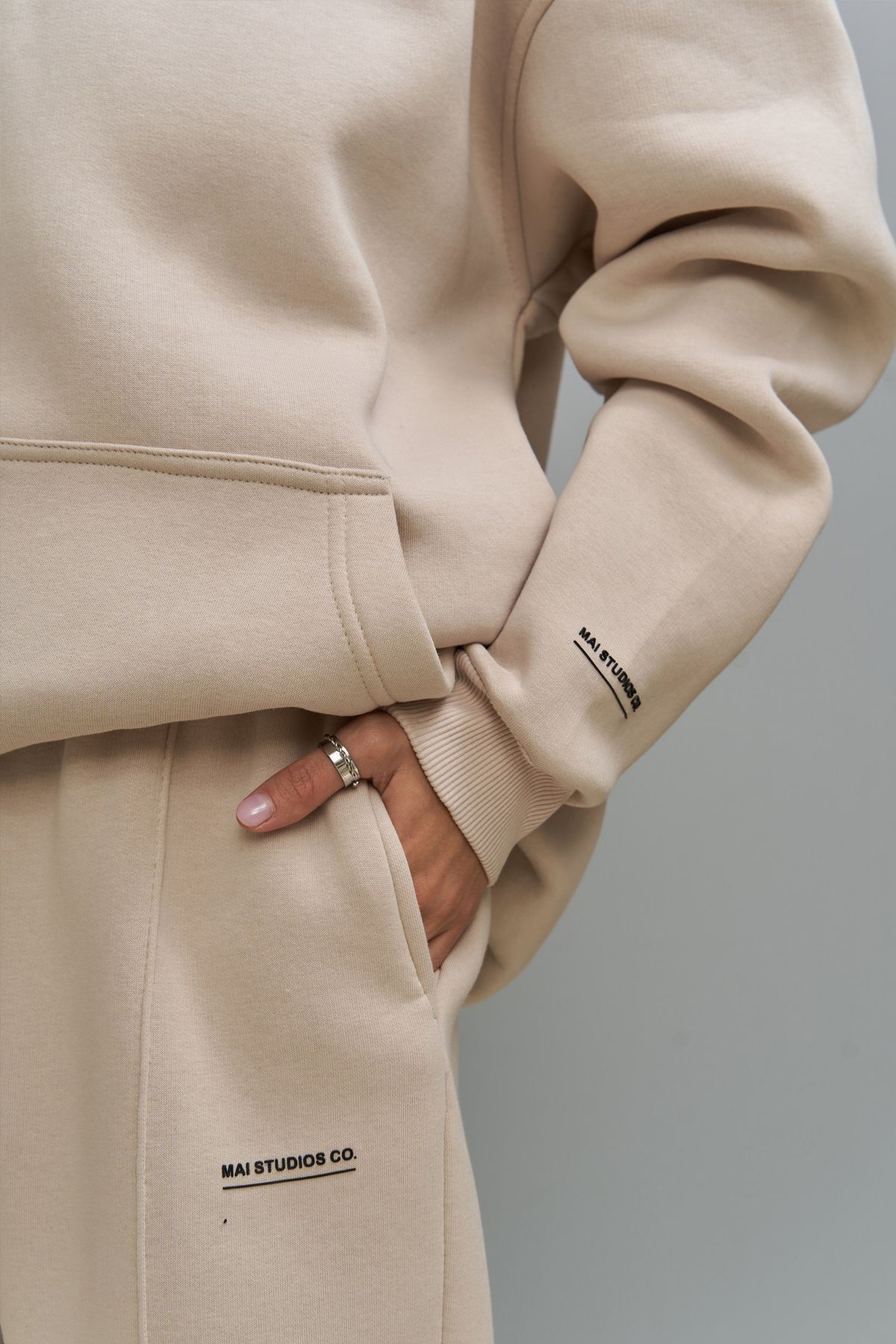 MAİ COLLECTİON-Minimal Print Bone Tracksuit 7