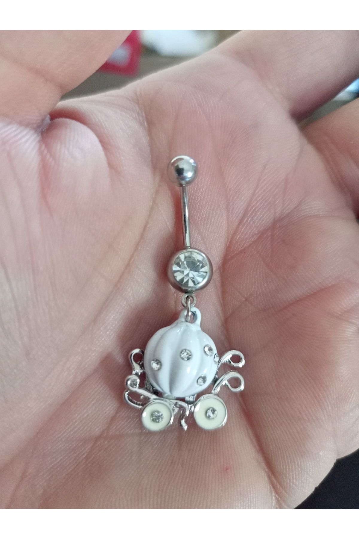 BUĞLEM Göbek Piercing Cerrahi Çelik 316L Gümüş Renk Paslanmaz Kararmaz