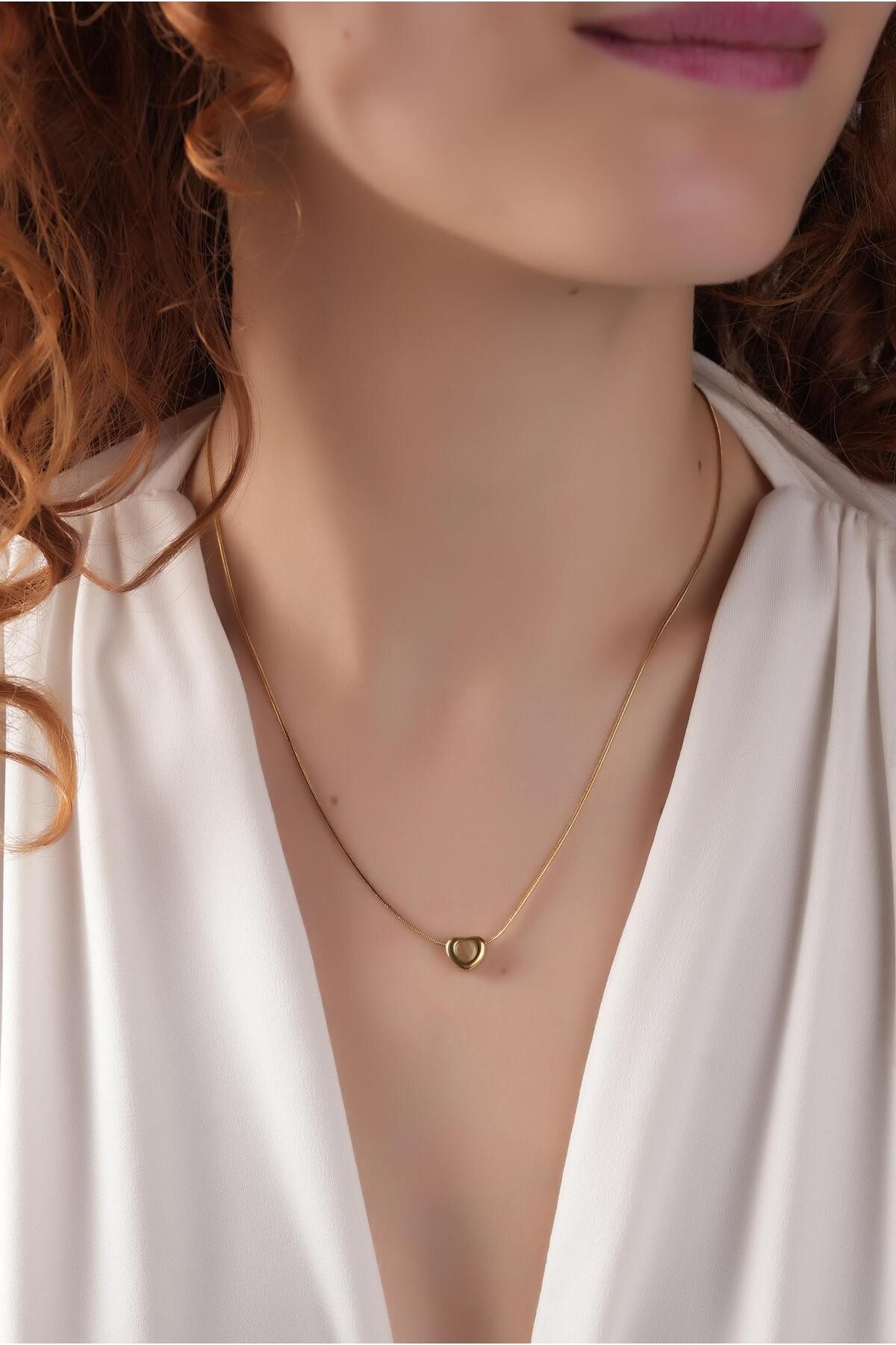 Çlk Accessories Çelik Minimal Sedefli Kalp Kolye 50737