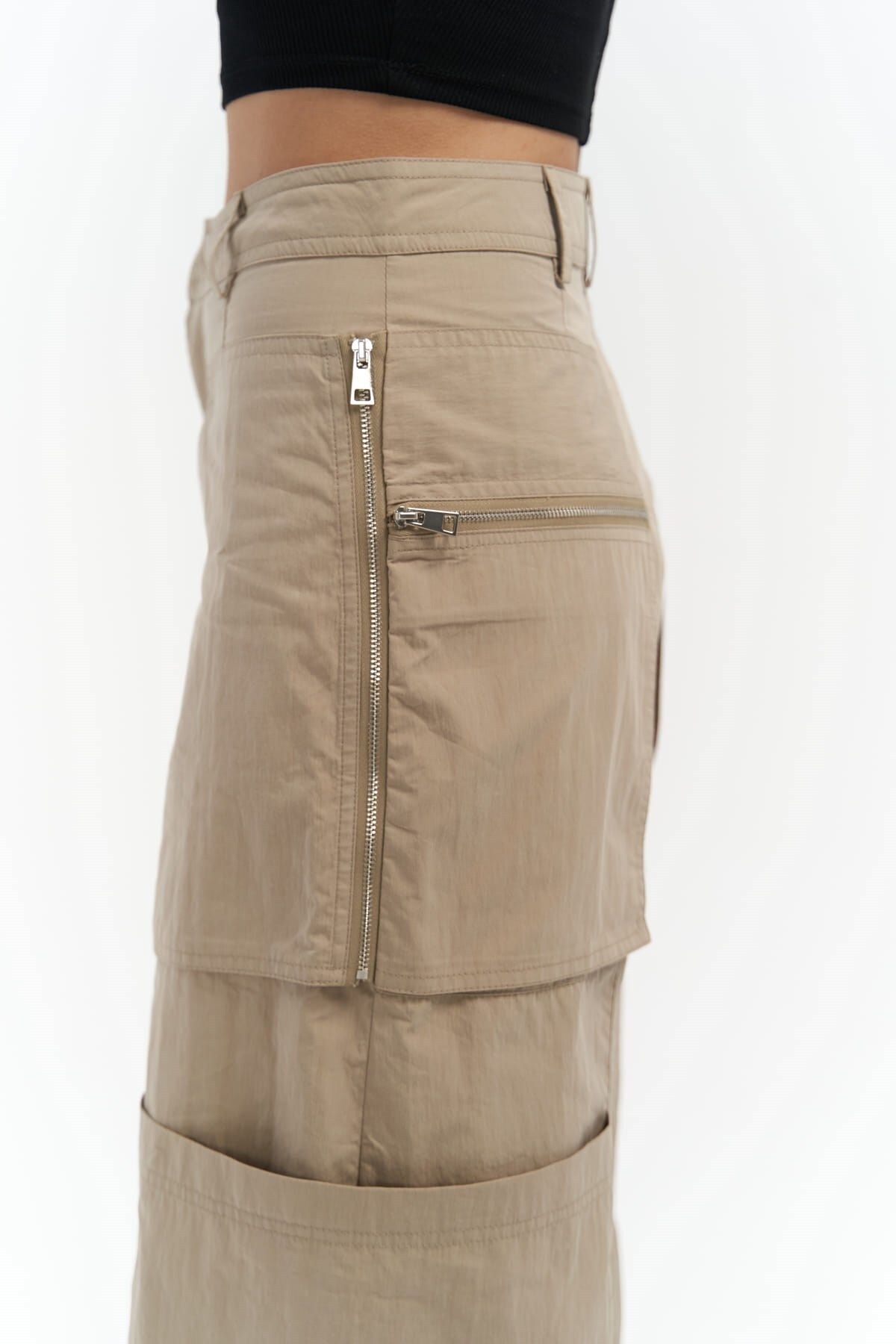 MAİ COLLECTİON-Παντελόνι Wendy Beige Parachute Cargo 6