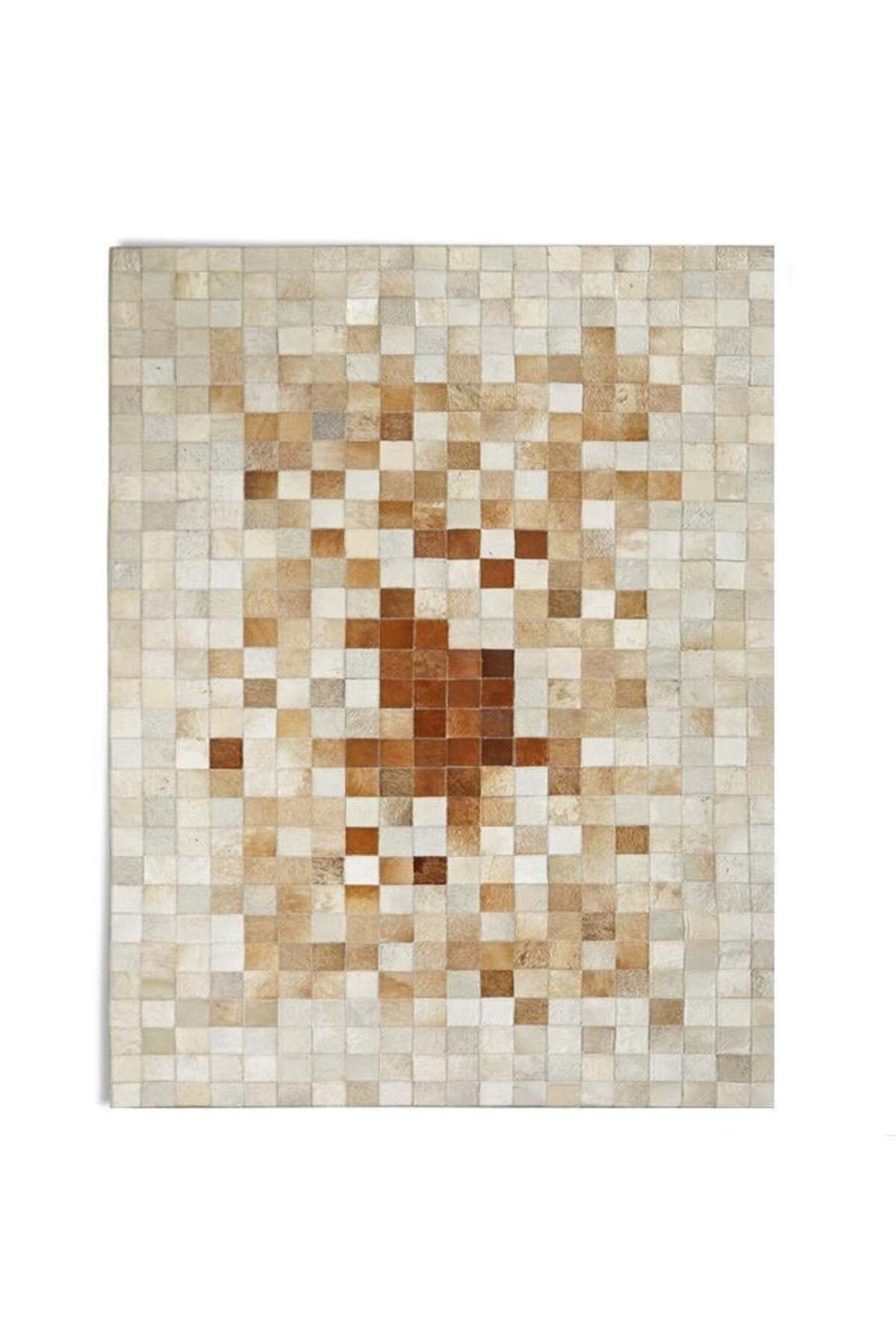 Grandhedefhalı Krem Rengi Patchwork Deri Halı