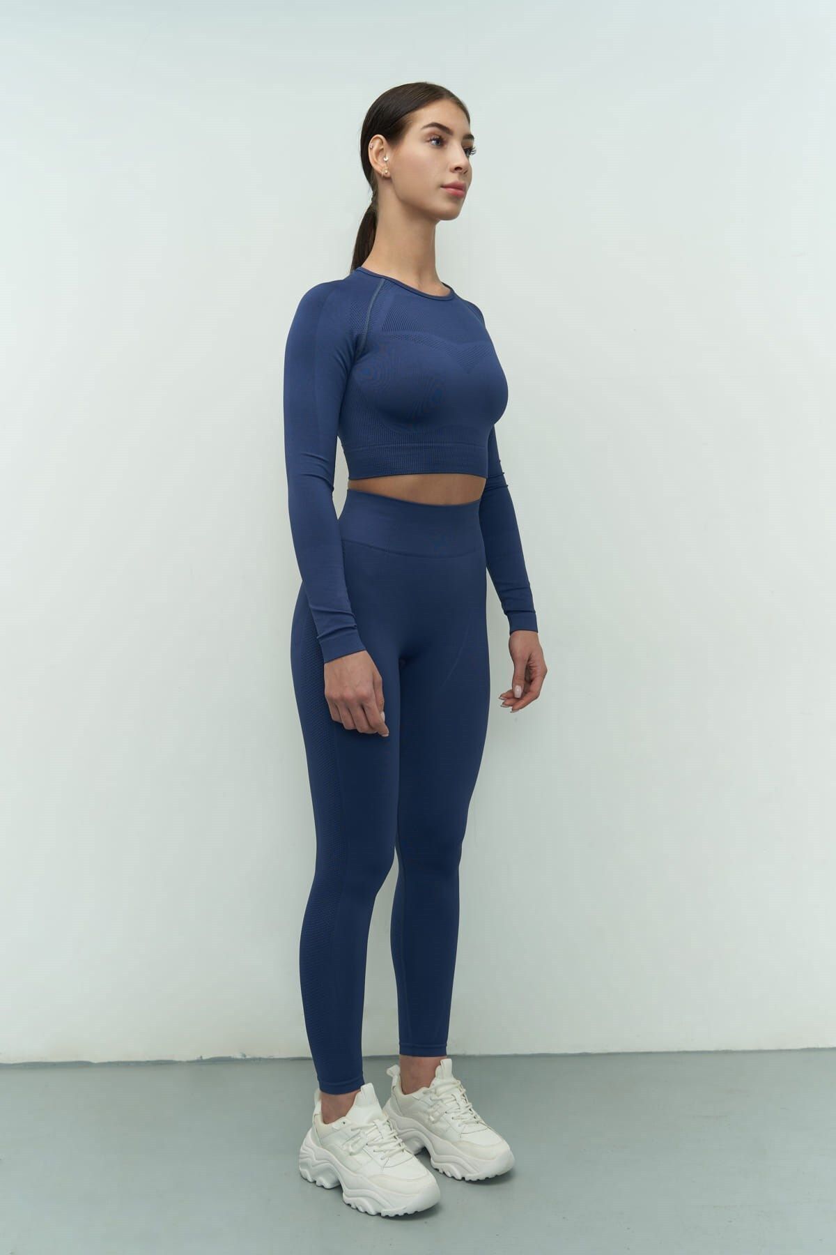 MAİ COLLECTİON-Mai Collection Sandra Indigo Long Sleeve Crop 7