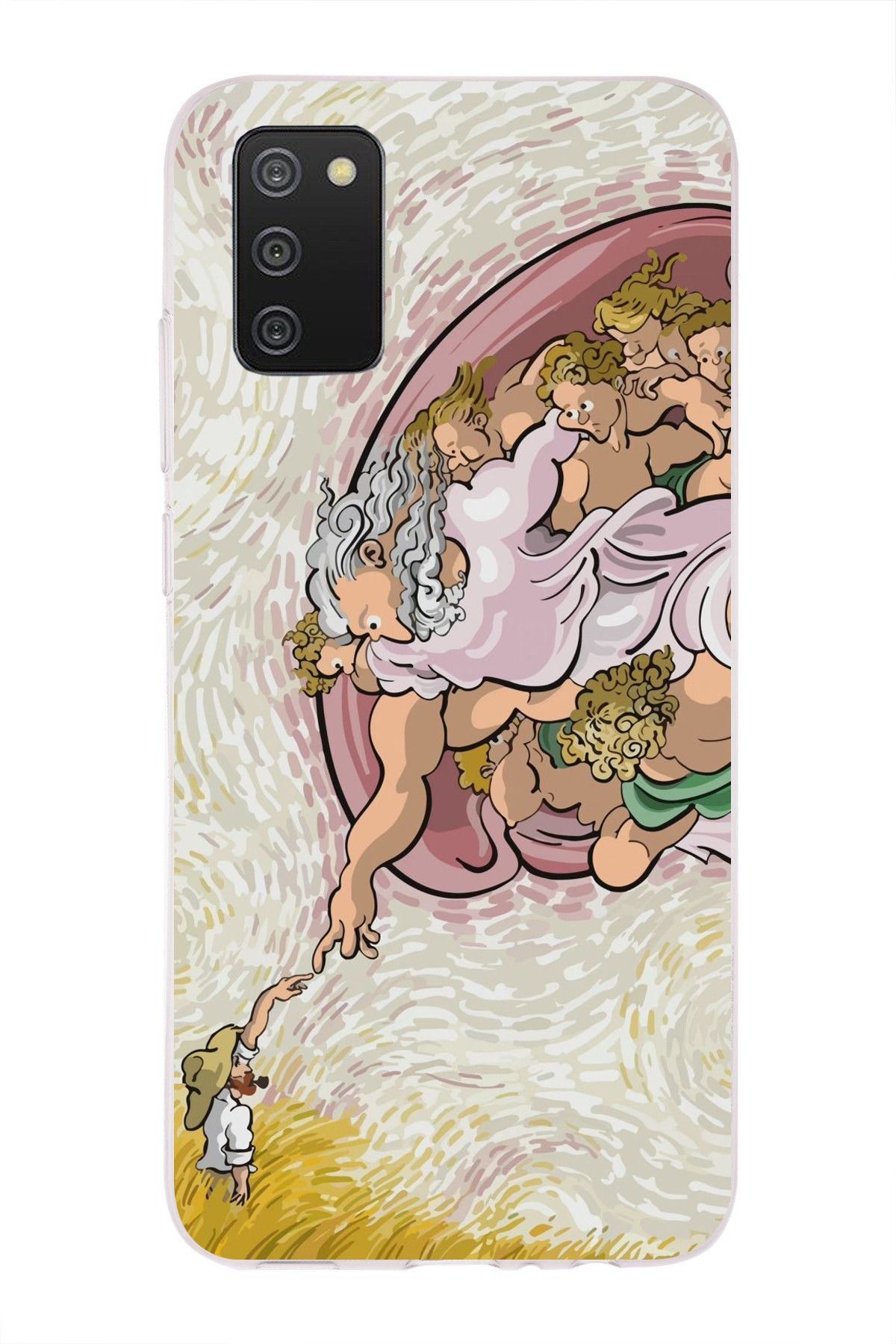 moonset Samsung Galaxy A02S Uyumlu Van Gogh Tasarımlı Baskılı Şeffaf Telefon Kılıfı