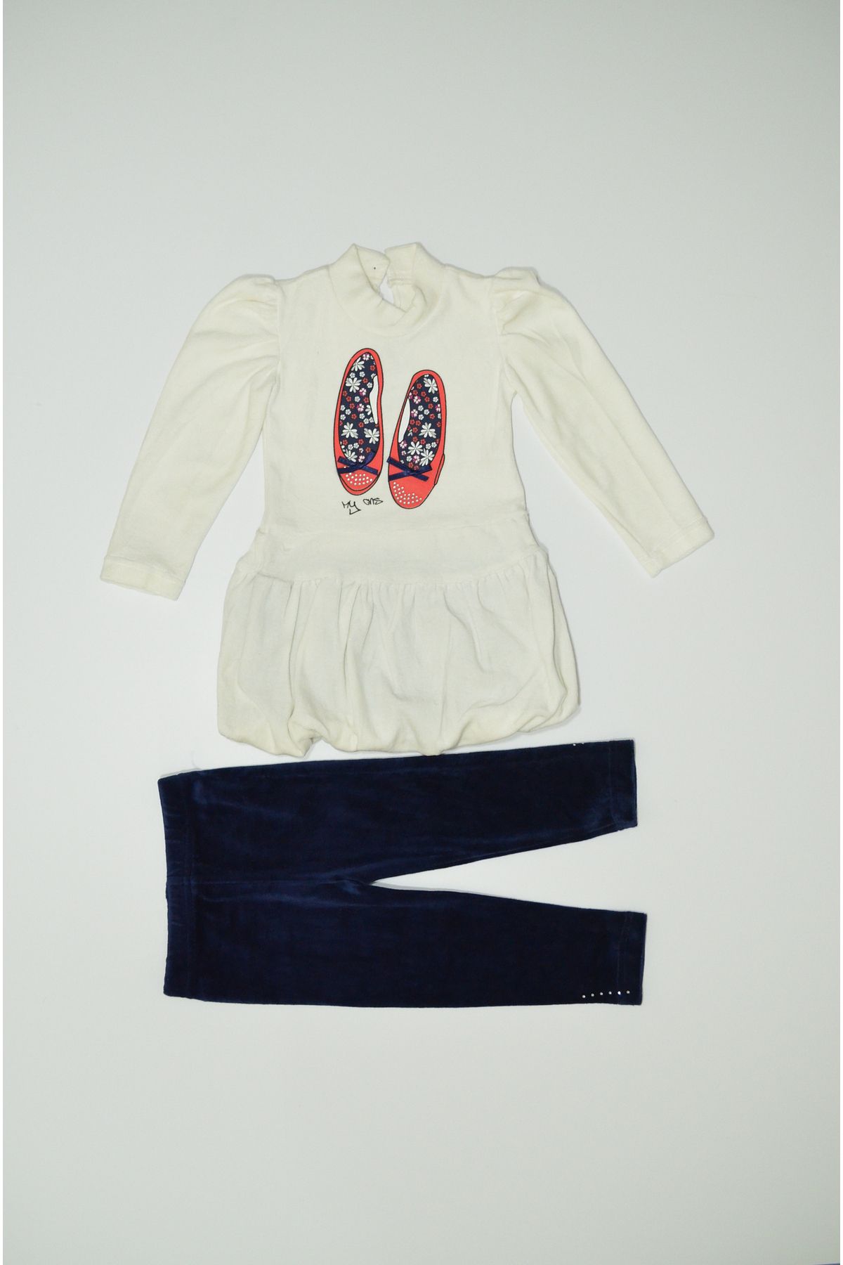 Baby Slon Kids Clup KOPYA - Mevsimlik Kadife Ayakkabılı Kız Takım