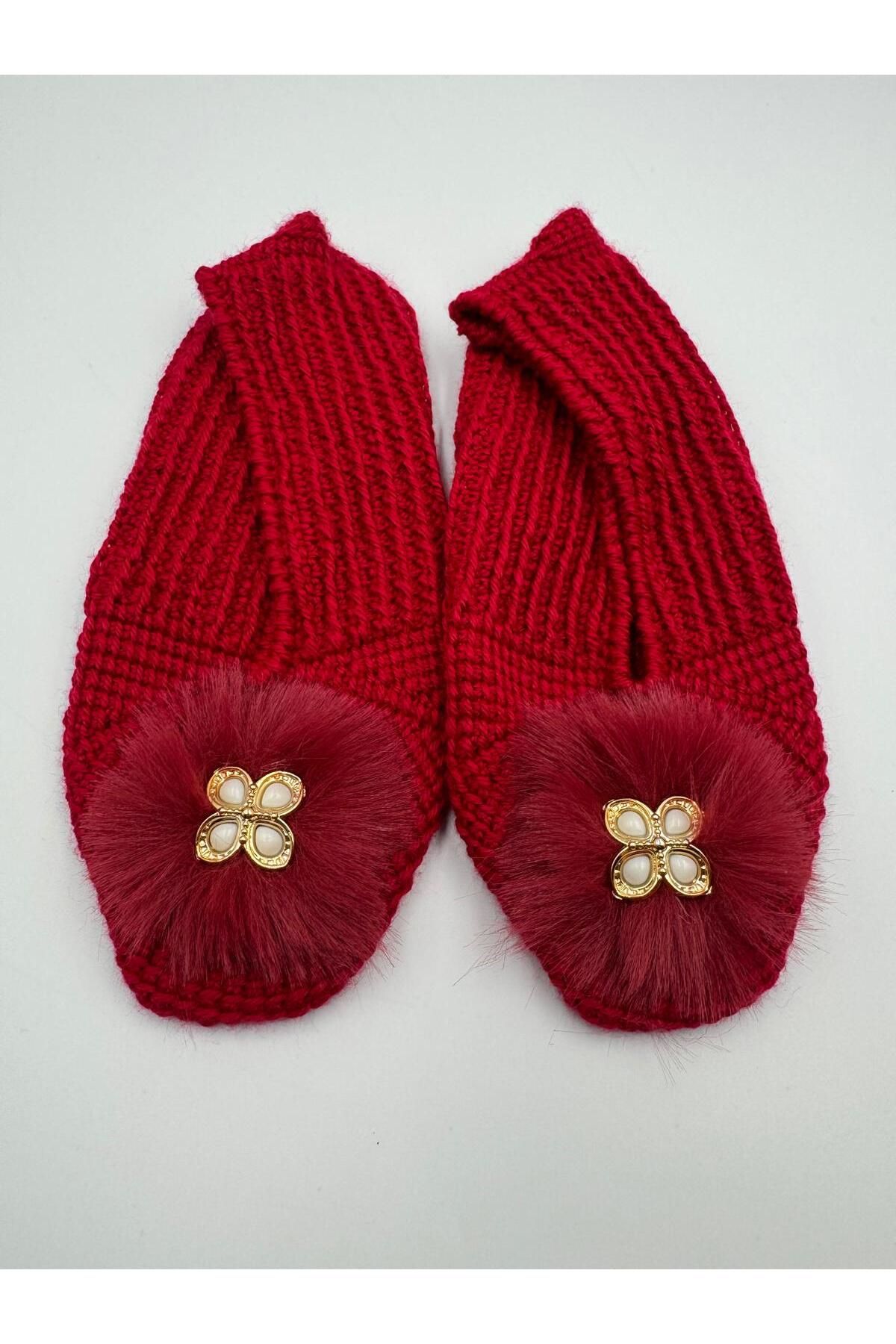 Şatilli Handmade Patik Tunus işi patik el örgüsü patik kırmızı broşlu tunus işi patik çeyizlik hediyelik