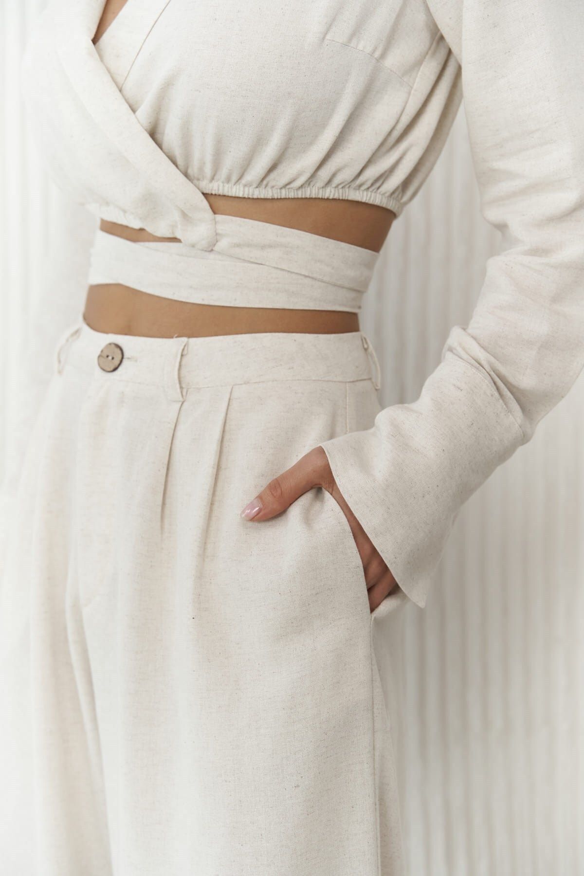 BOHEMAİ-Bézs Crop Pants szett - Estila 6