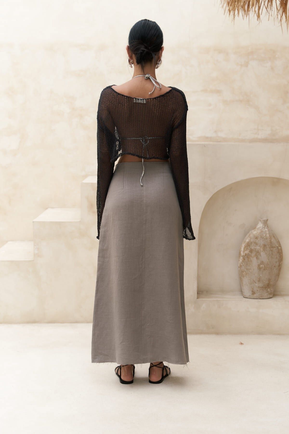 BOHEMAİ Daisy Füme İnce Triko Crop görsel 4
