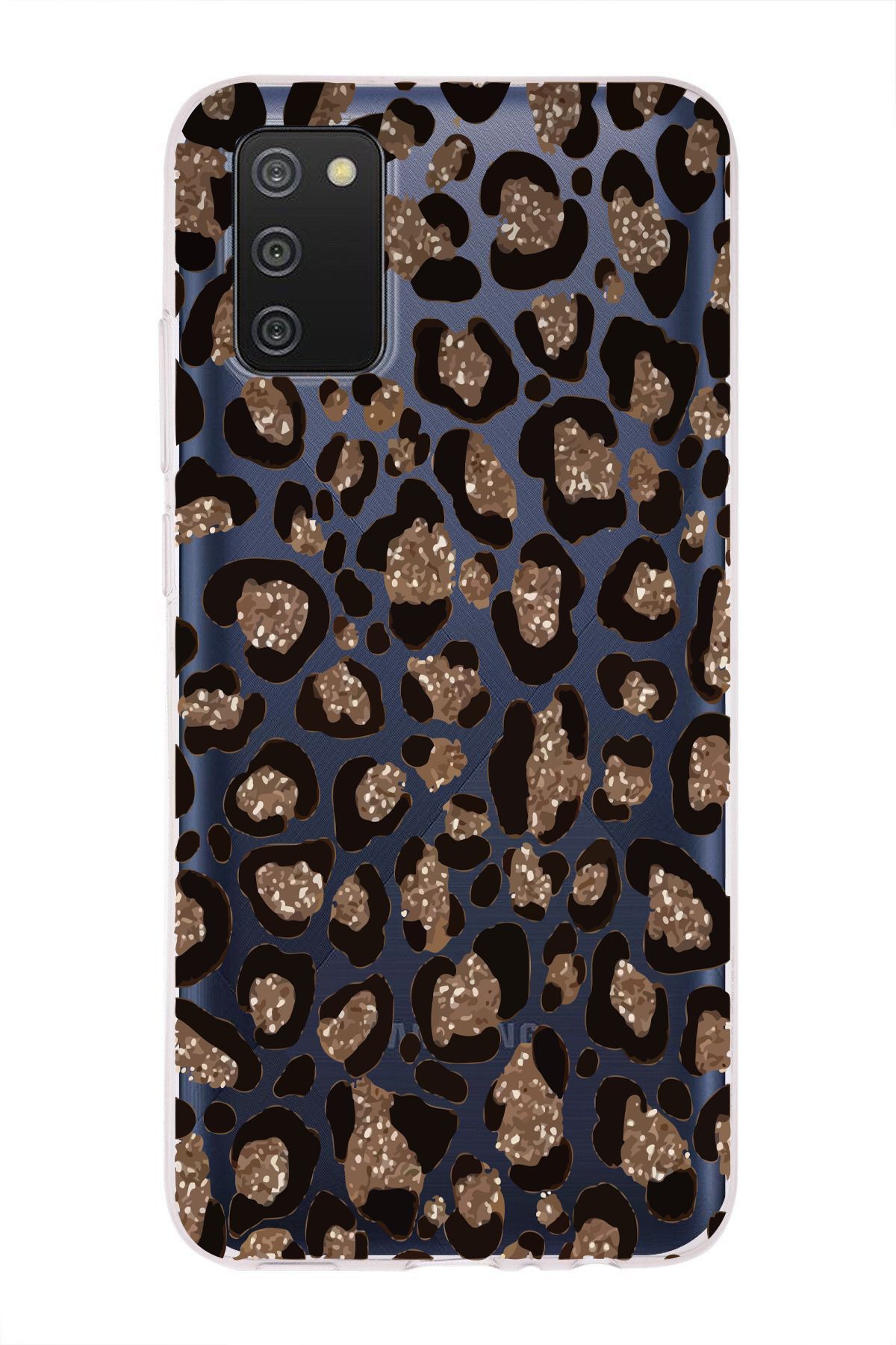 moonset Samsung Galaxy A02S Uyumlu Leopar Tasarımlı Baskılı Şeffaf Telefon Kılıfı