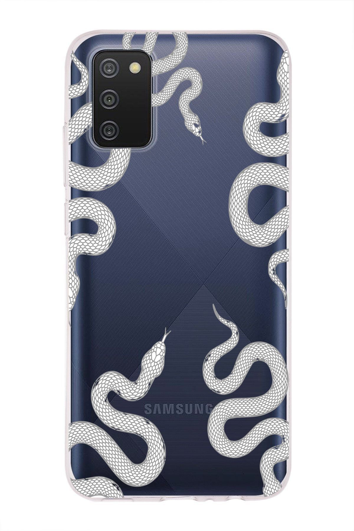moonset Samsung Galaxy A02S Uyumlu Yılan Tasarımlı Baskılı Şeffaf Telefon Kılıfı