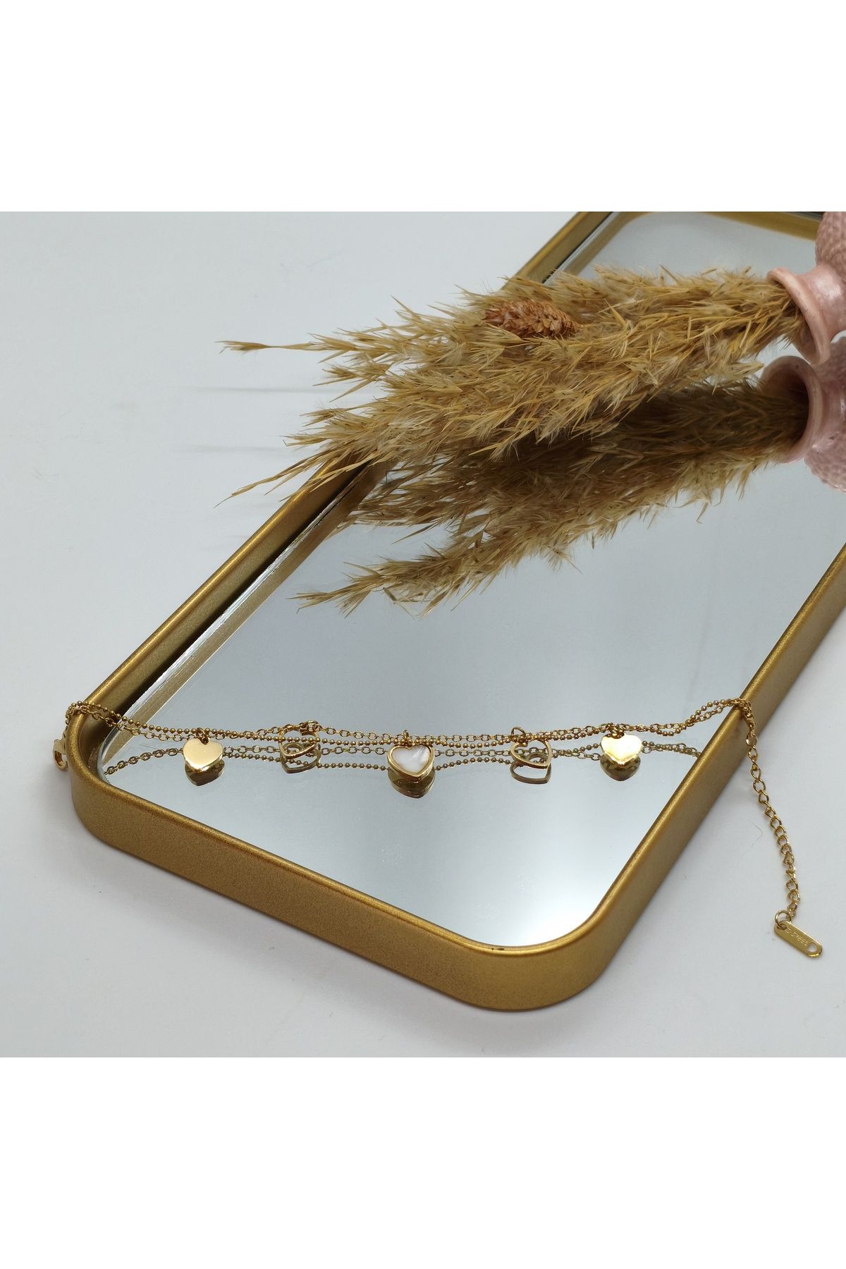 Butik MONARE Kalp Detaylı Gold Bileklik